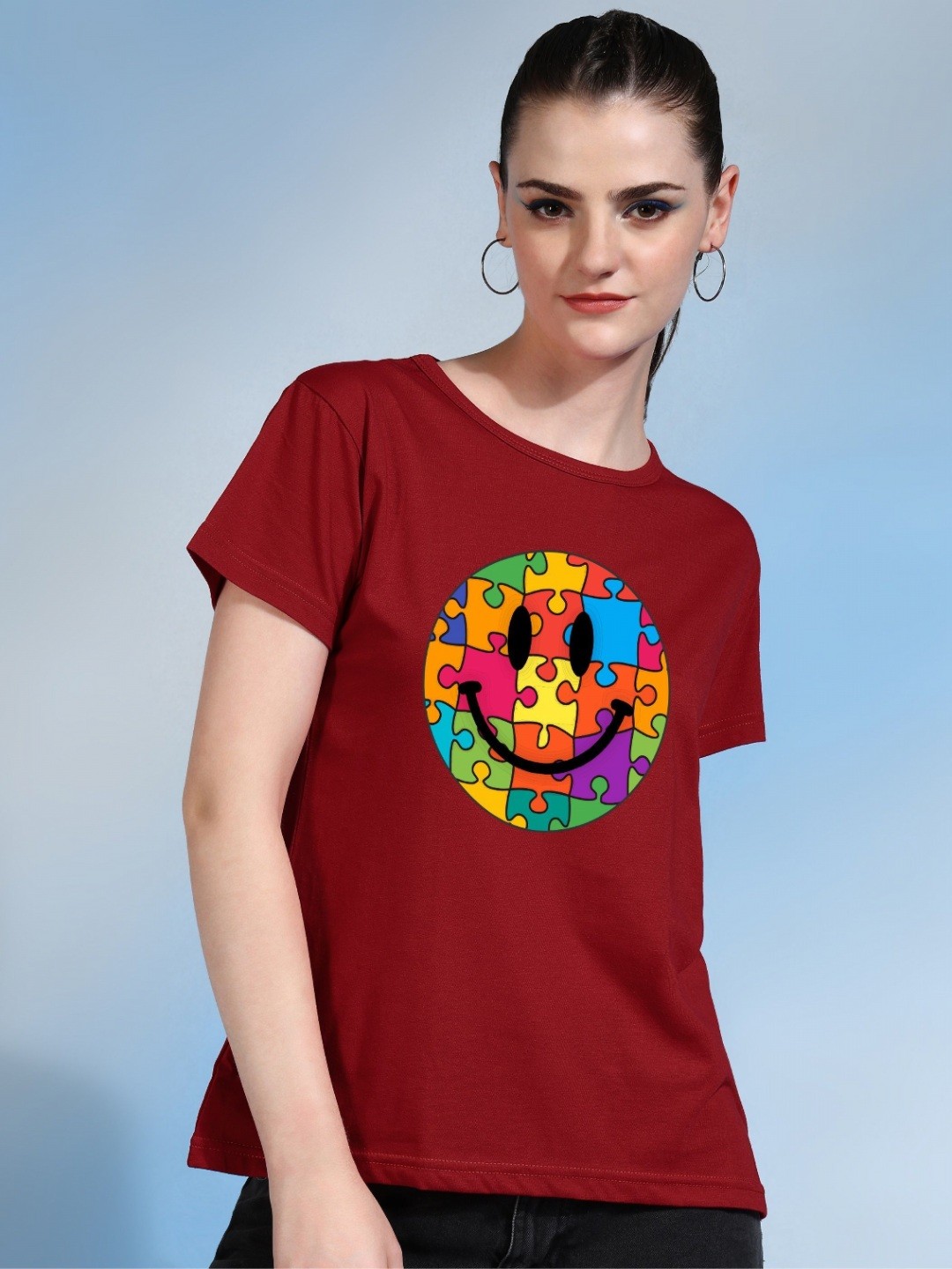

Moda Rapido Women Printed Bio Finish Cut Outs T-shirt, Red