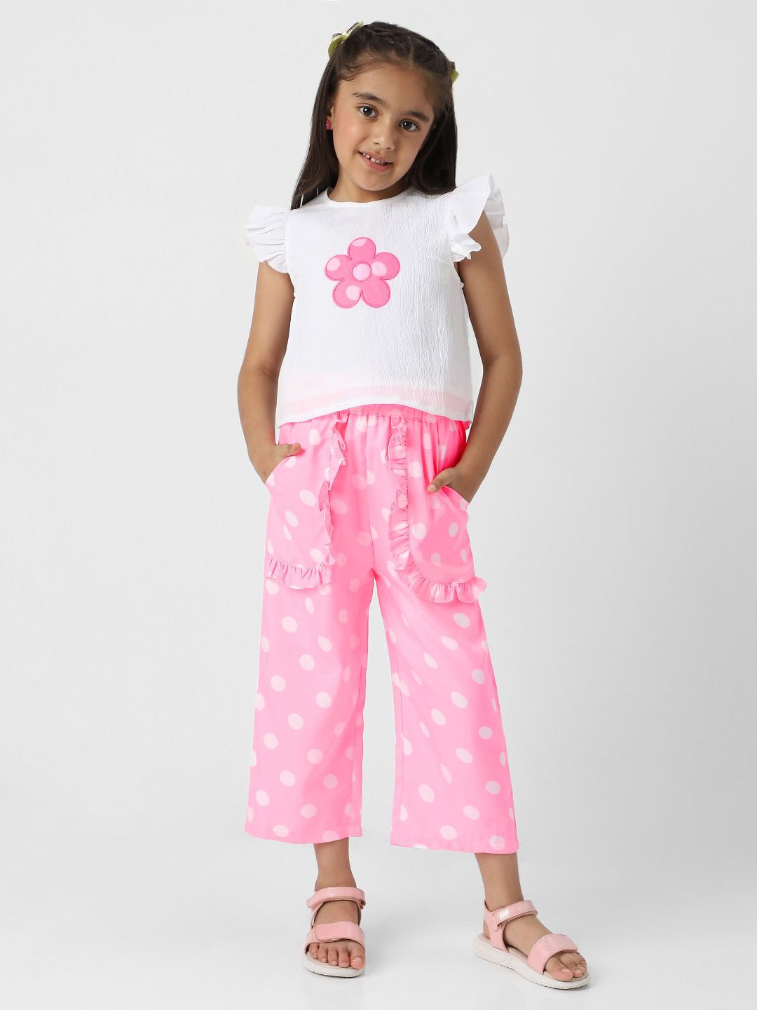 

Nauti Nati Girls Printed Top with Trousers, Pink