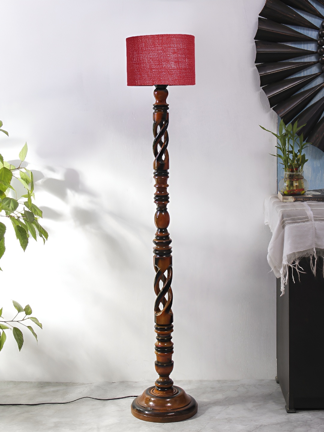 

Devansh Brown & Maroon Wooden Floor Lamp