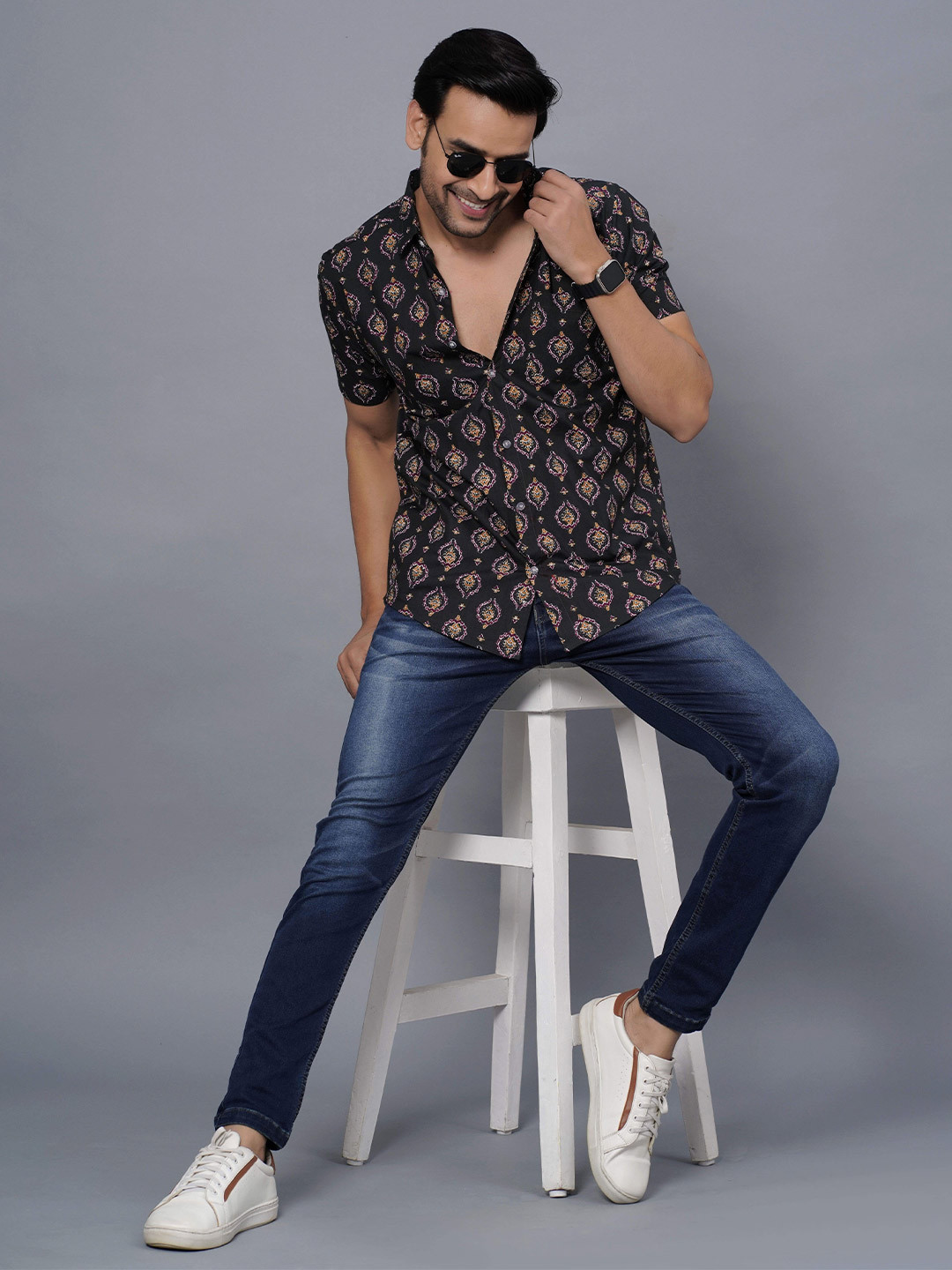 

Moda Rapido Men Comfort Opaque Printed Casual Shirt, Black