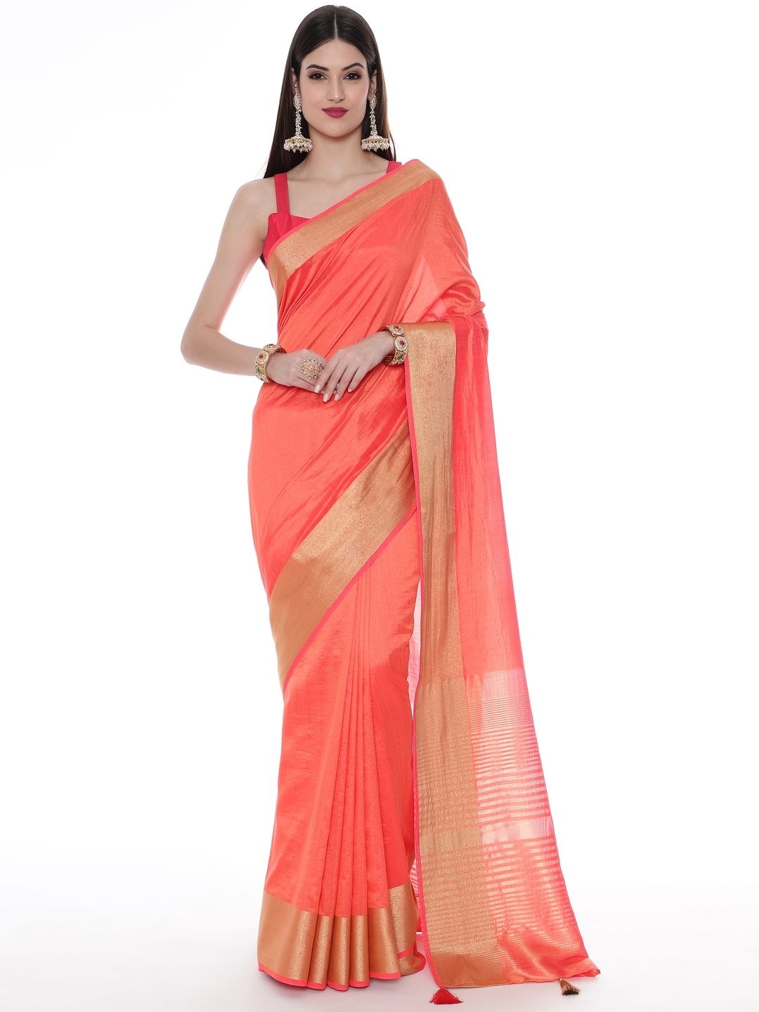 

Suha Woven Design Zari Art Silk Saree, Peach