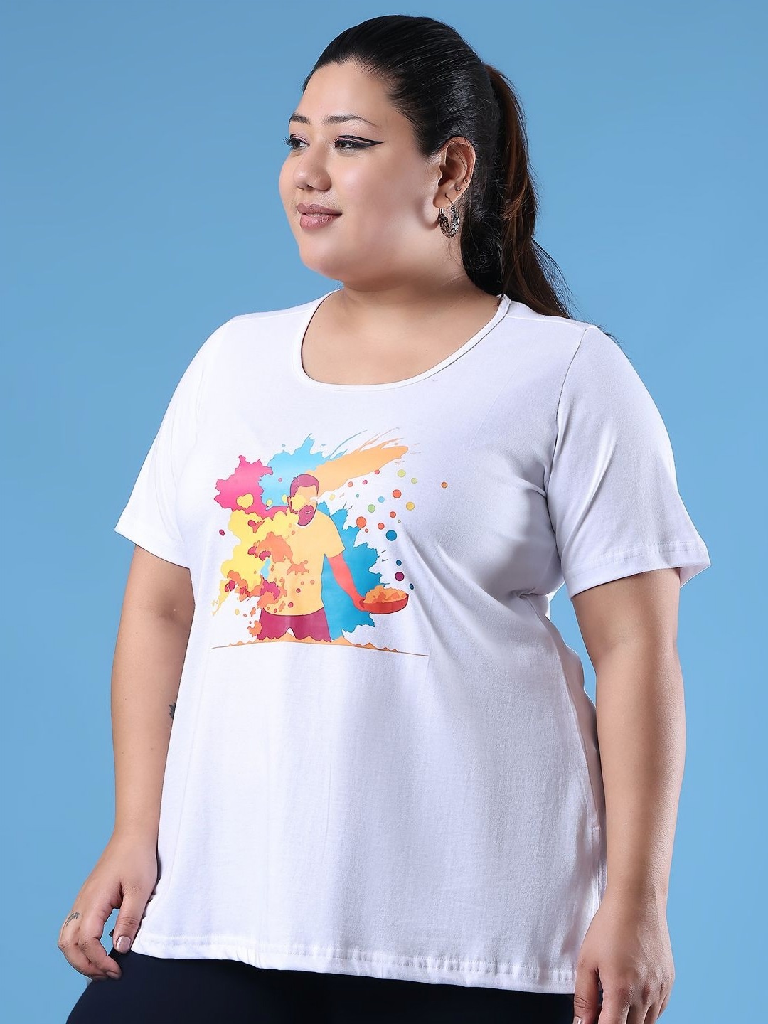 

theRebelinme Women Printed T-shirt, White