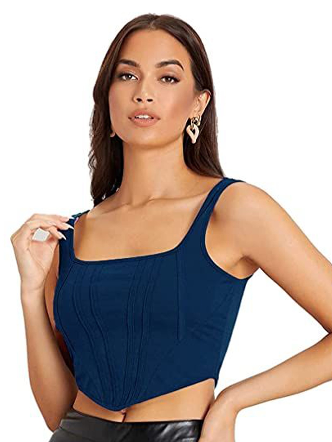 

Projas Sleeveless Corset Crop Top, Blue