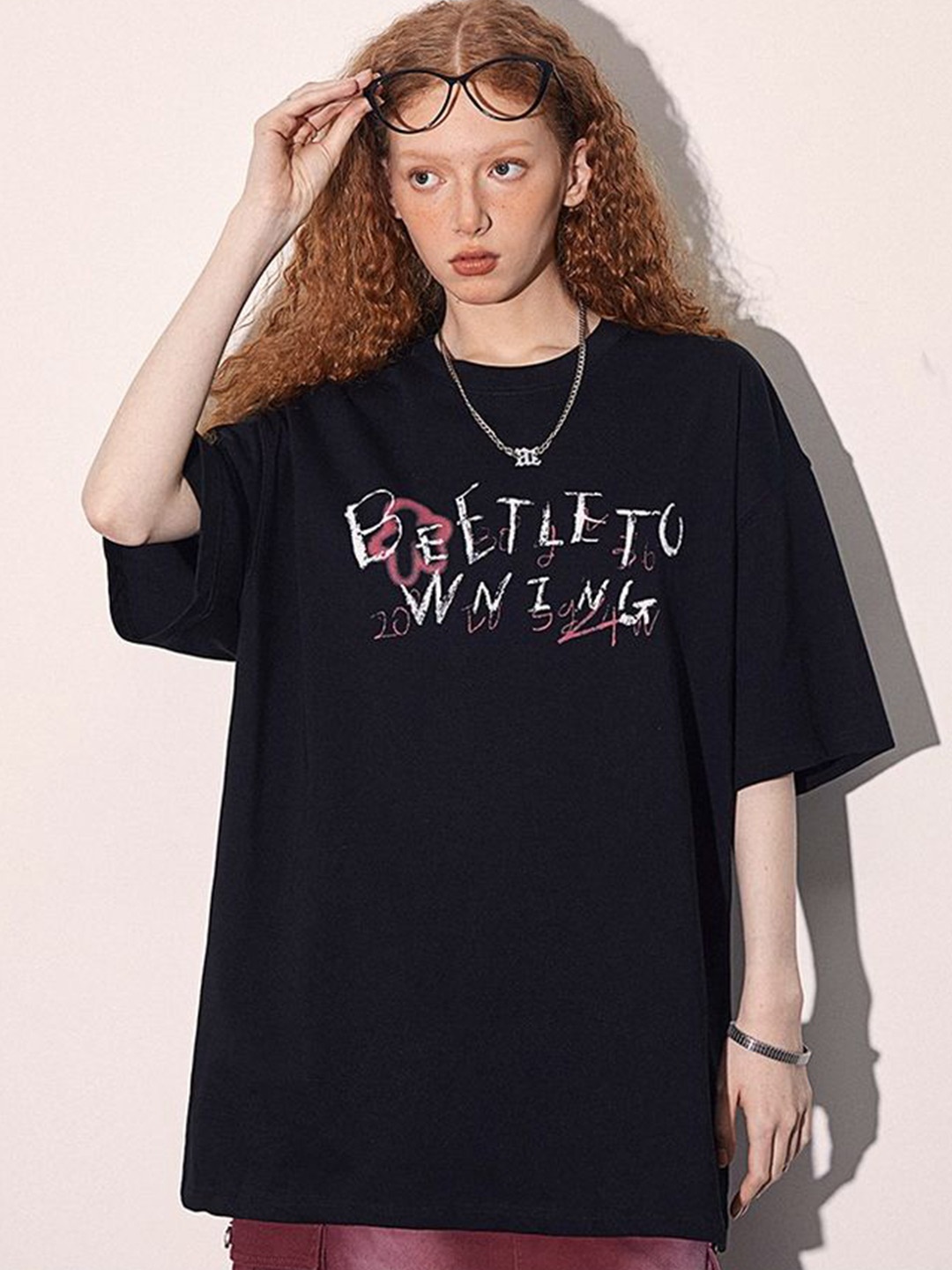 

LULU & SKY Print Cotton Top, Black