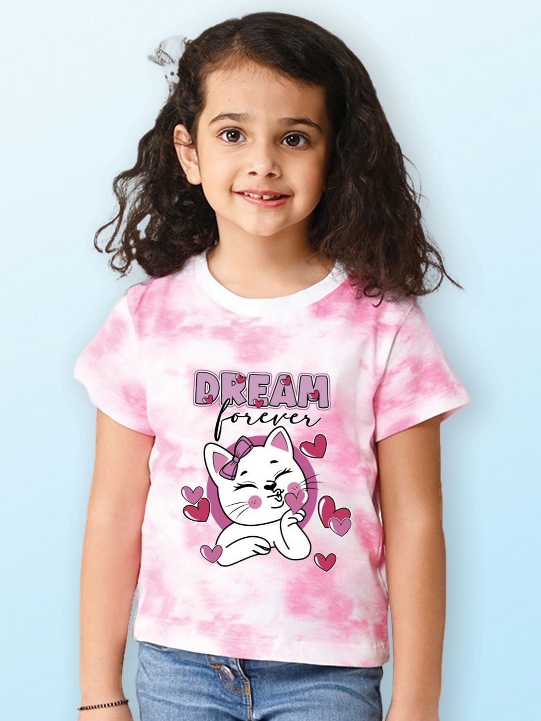 

NUSYL Girls Printed T-shirt, Pink