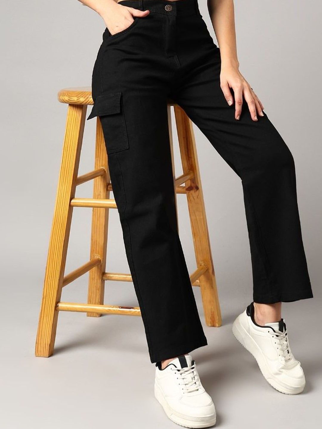 

MERCEL Women Boyfriend Fit High-Rise Jeans, Black
