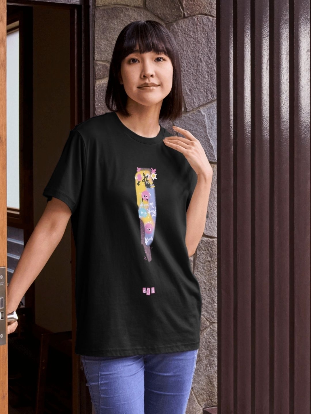 

StyleCast Women Pure Cotton Applique T-shirt, Black