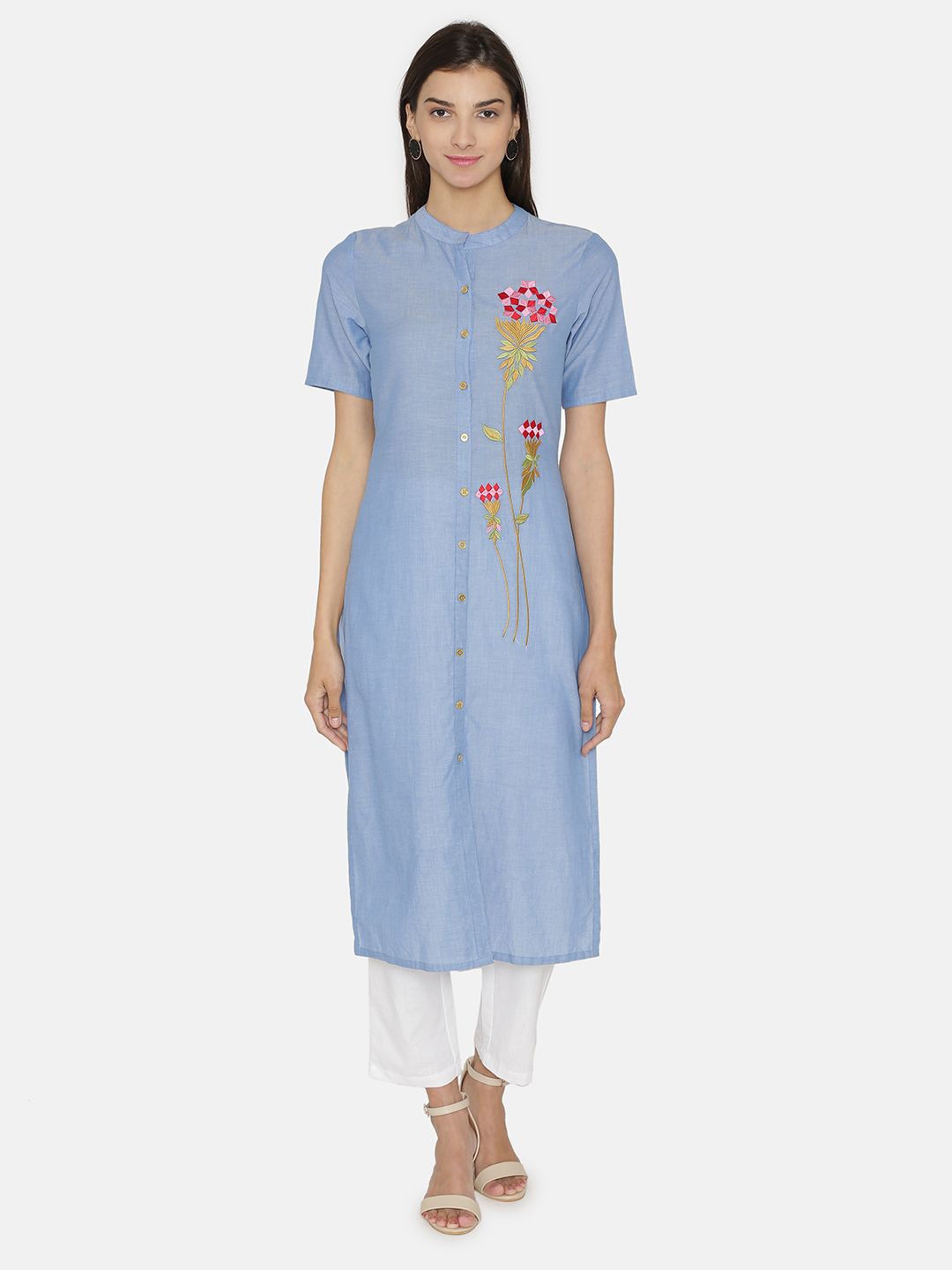 

VEGAL Embroidary Straight Kurta, Blue