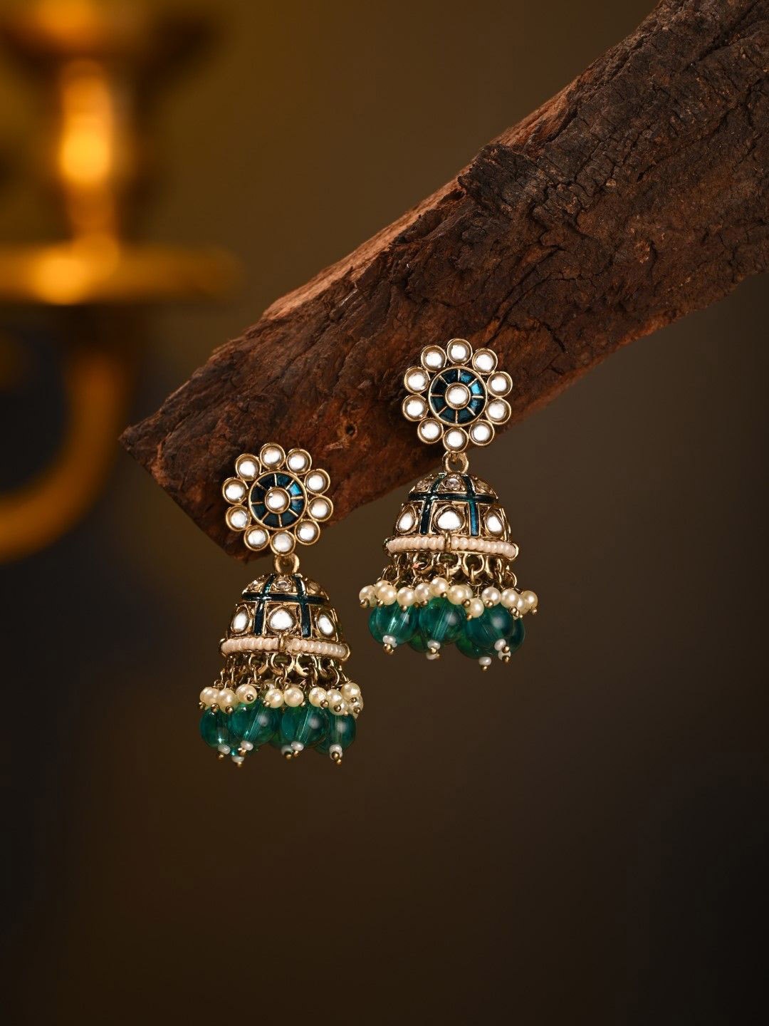 

Anvik Contemporary Jhumkas Earrings, Blue