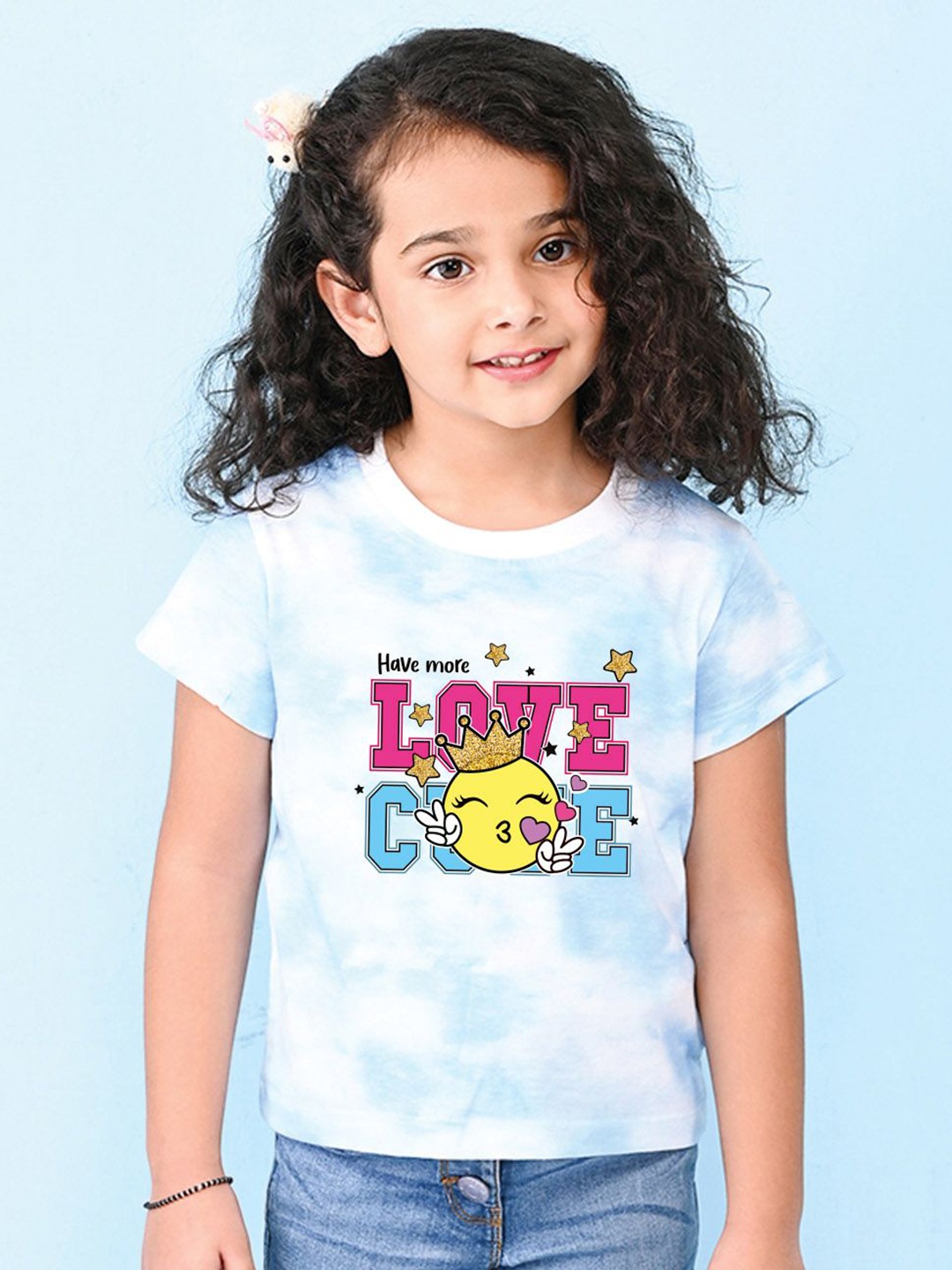 

NUSYL Girls Printed T-shirt, Blue