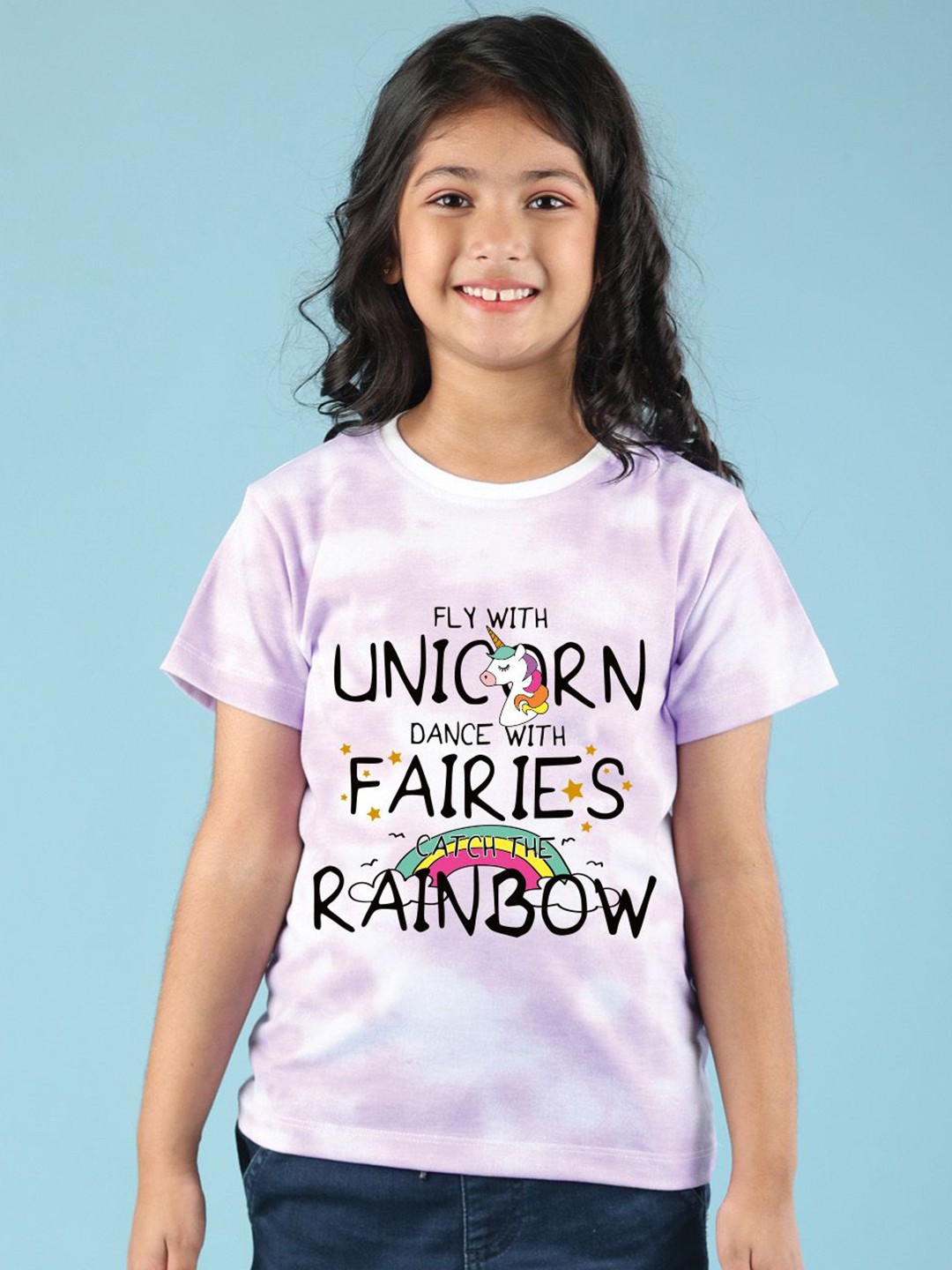 

NUSYL Girls Printed T-shirt, Purple