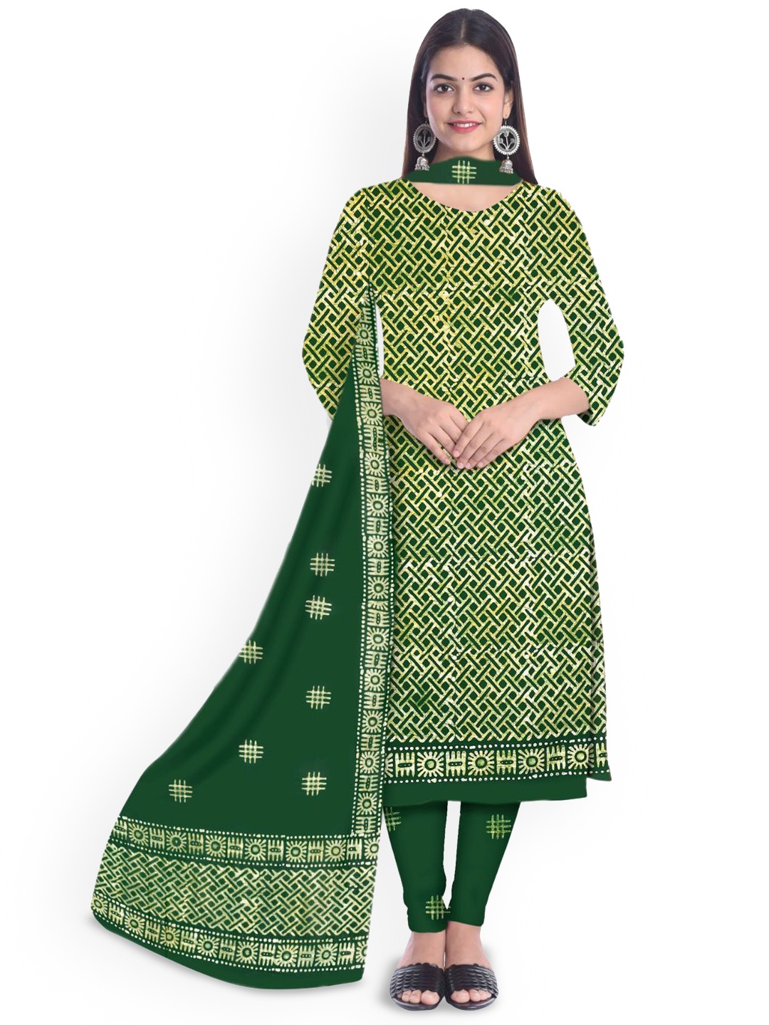 

Farooq Dyeing Printed Pure Cotton Unstitched Dress Material, Green