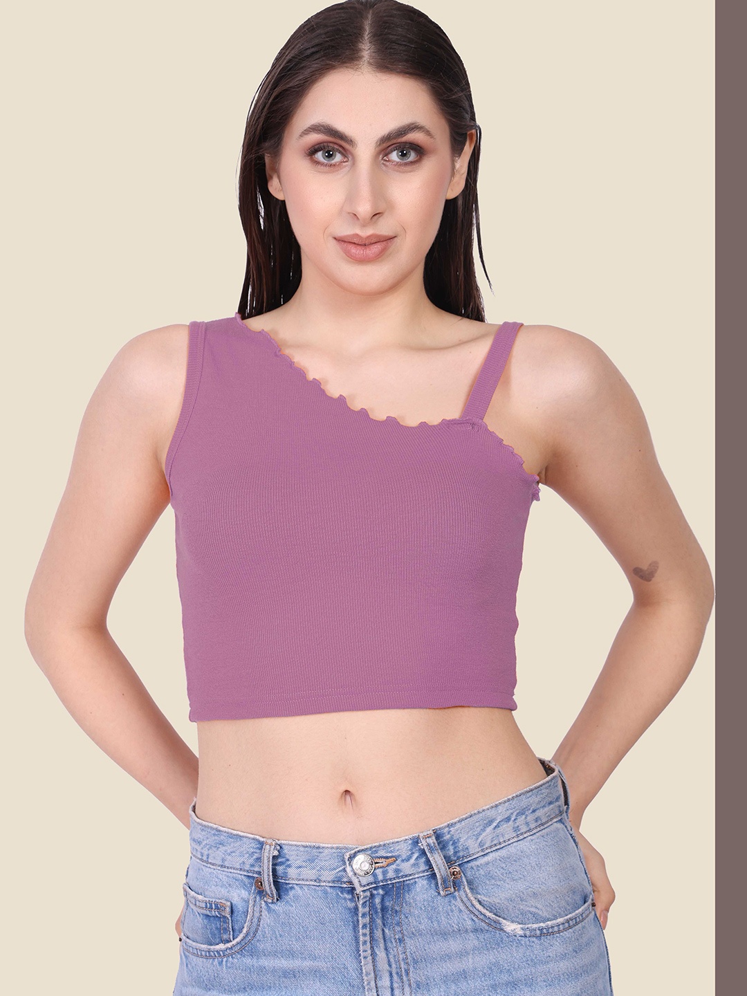 

Mast & Harbour Cotton Crop Top, Peach