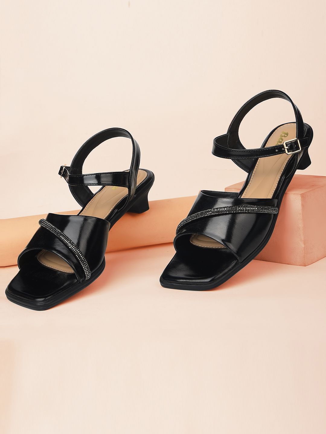 

Bata Square Toe Slim Heels, Black