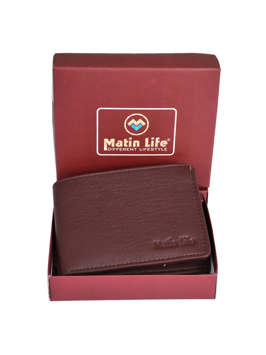 

MATIN LIFE Men PU Two Fold Wallet, Brown