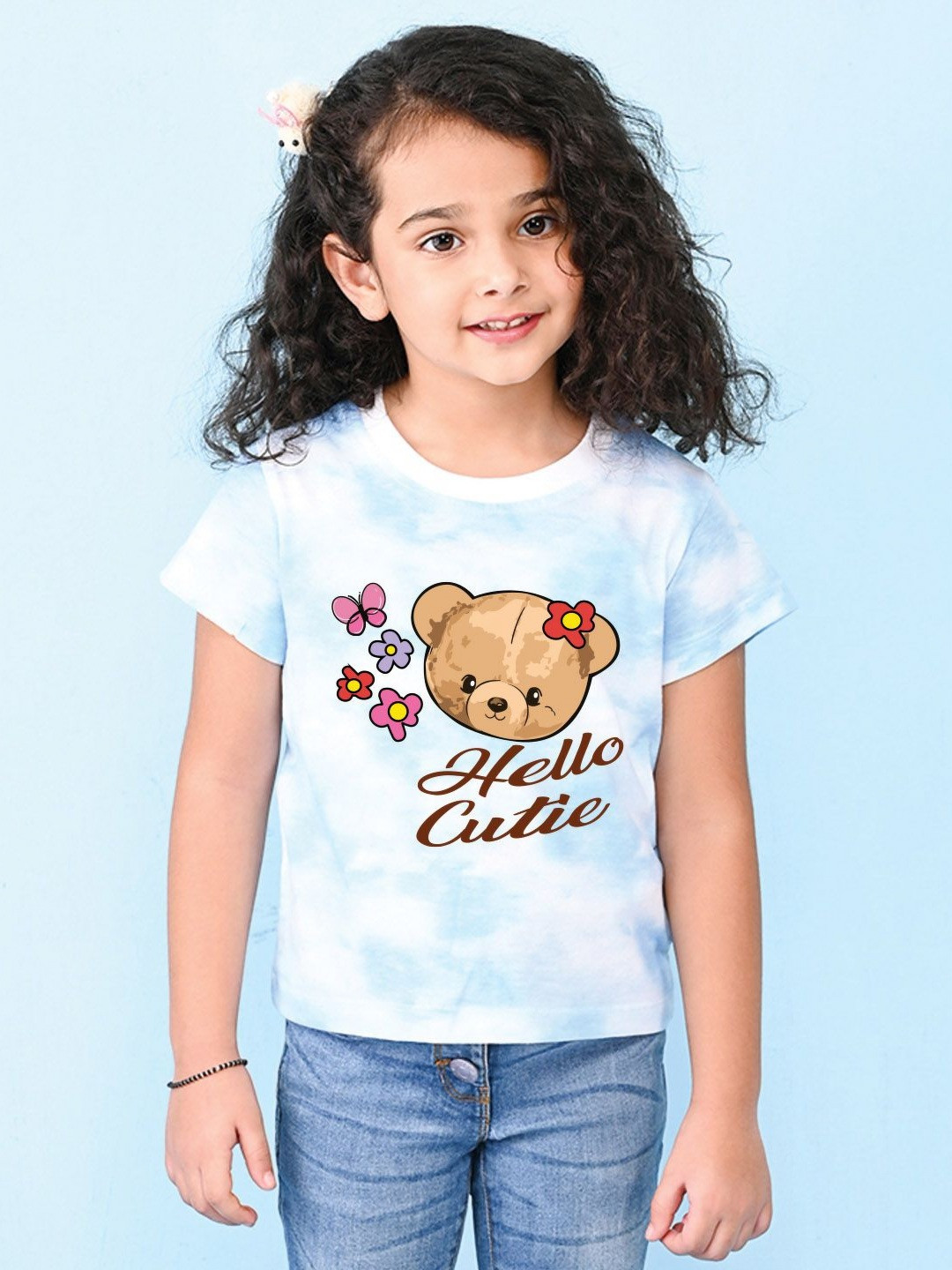 

NUSYL Girls Printed T-shirt, Blue