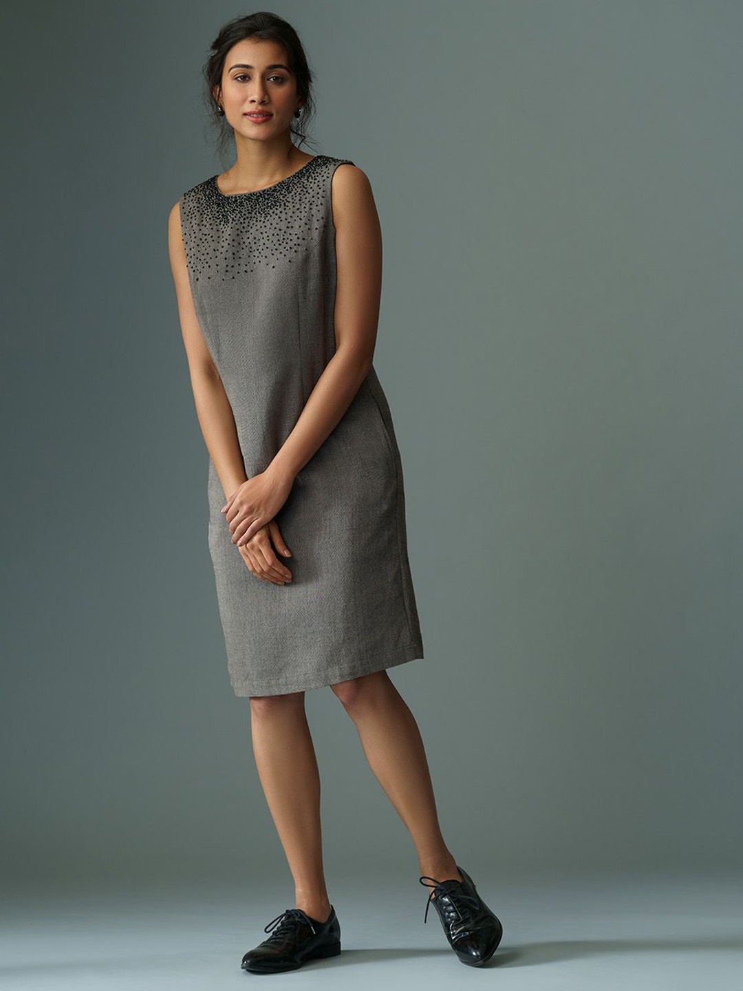 

B77 Satin A-Line Dress, Charcoal