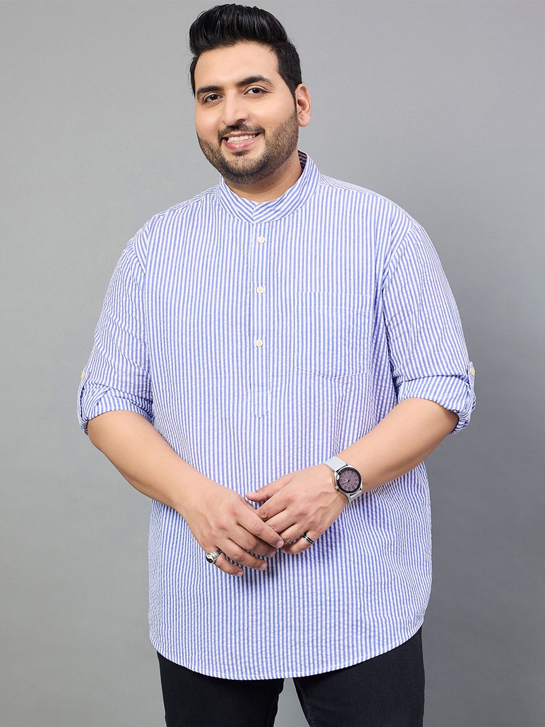 

bigbanana Men Striped Thread Work Kurta, Multi