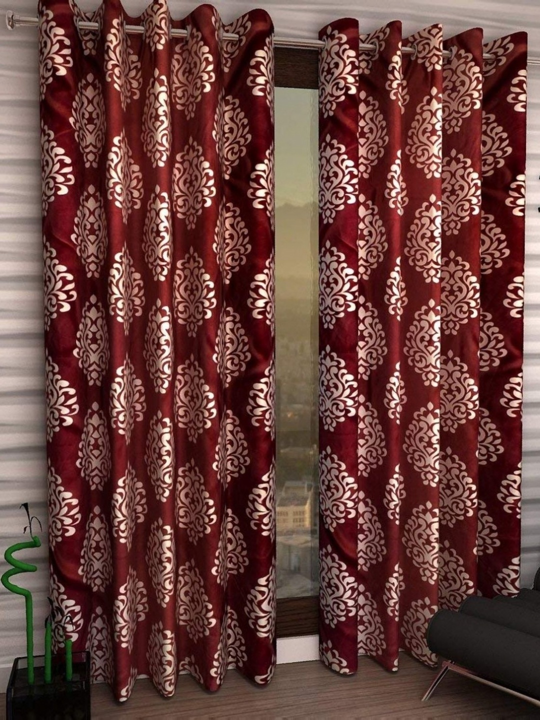 

Galaxy Home Decor Maroon Set of 2 Door Curtain