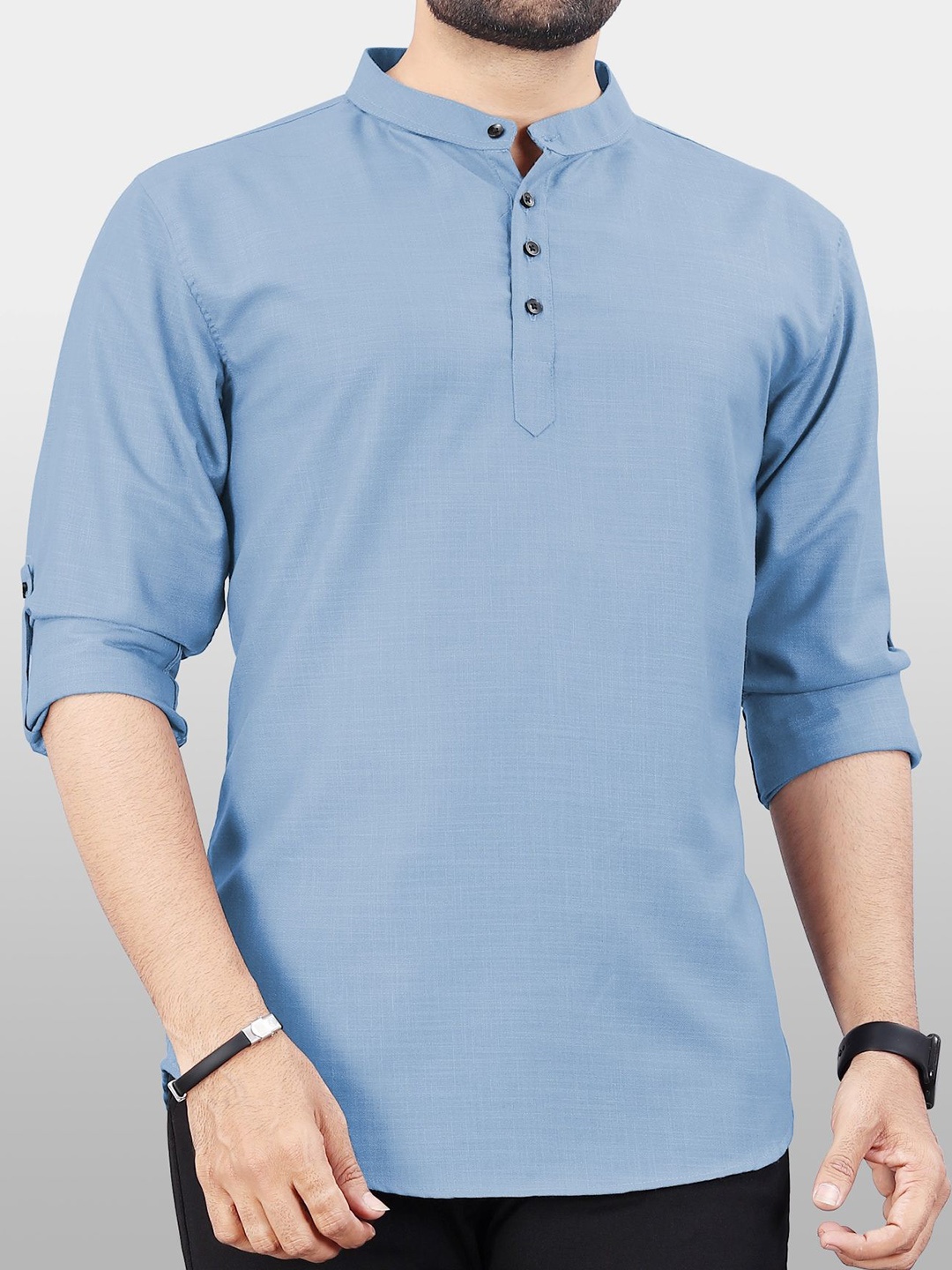 

VeBNoR Men Thread Work Kurta, Blue