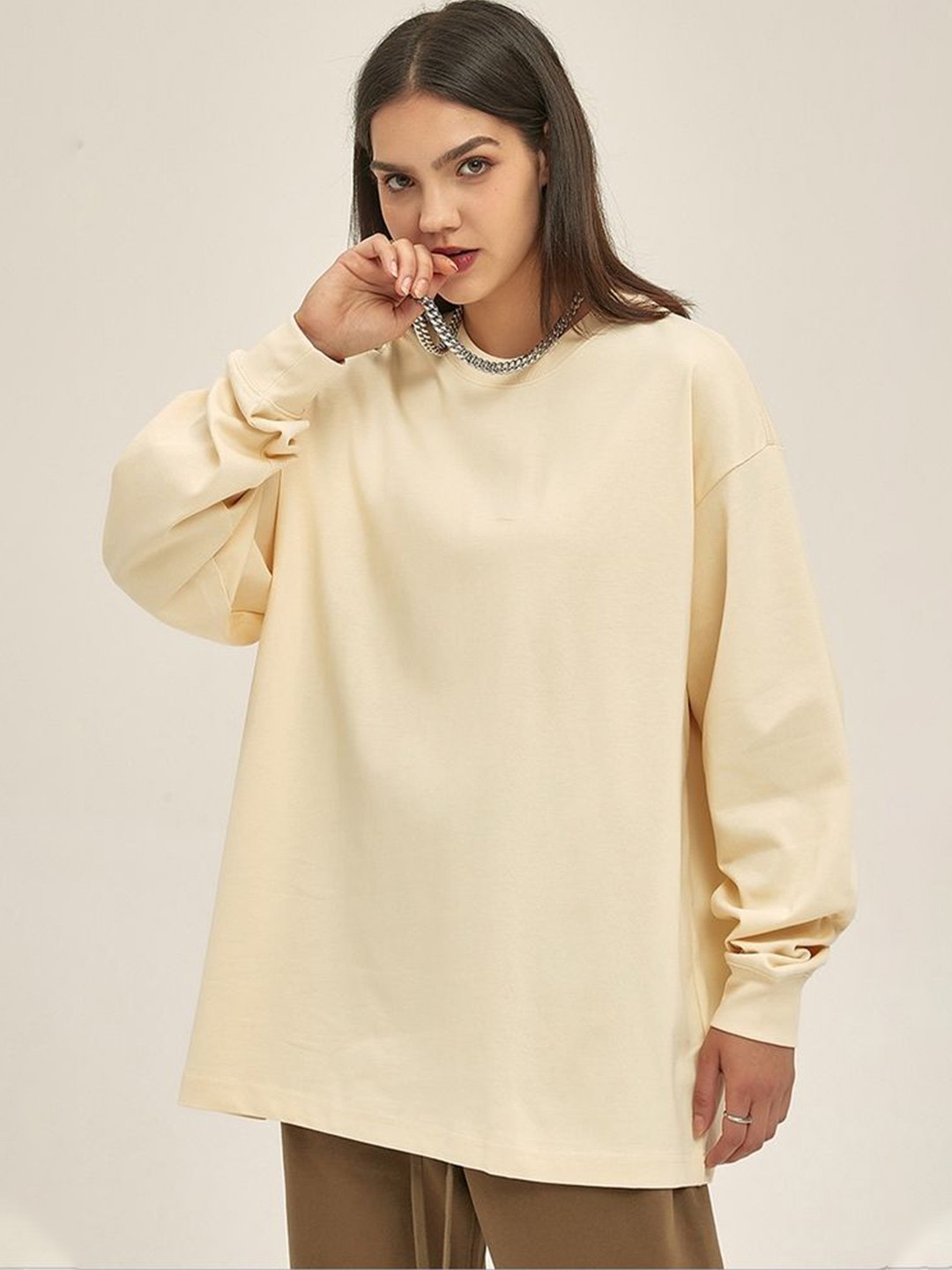 

LULU & SKY Cotton Boxy Top, Beige