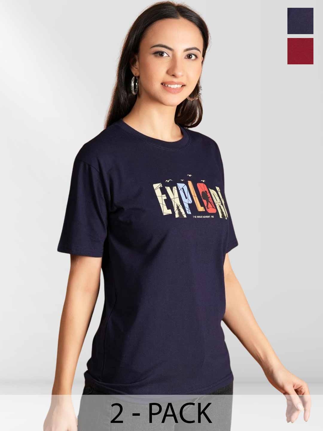 

BAESD Women Typography 2 Printed Applique T-shirt, Multi