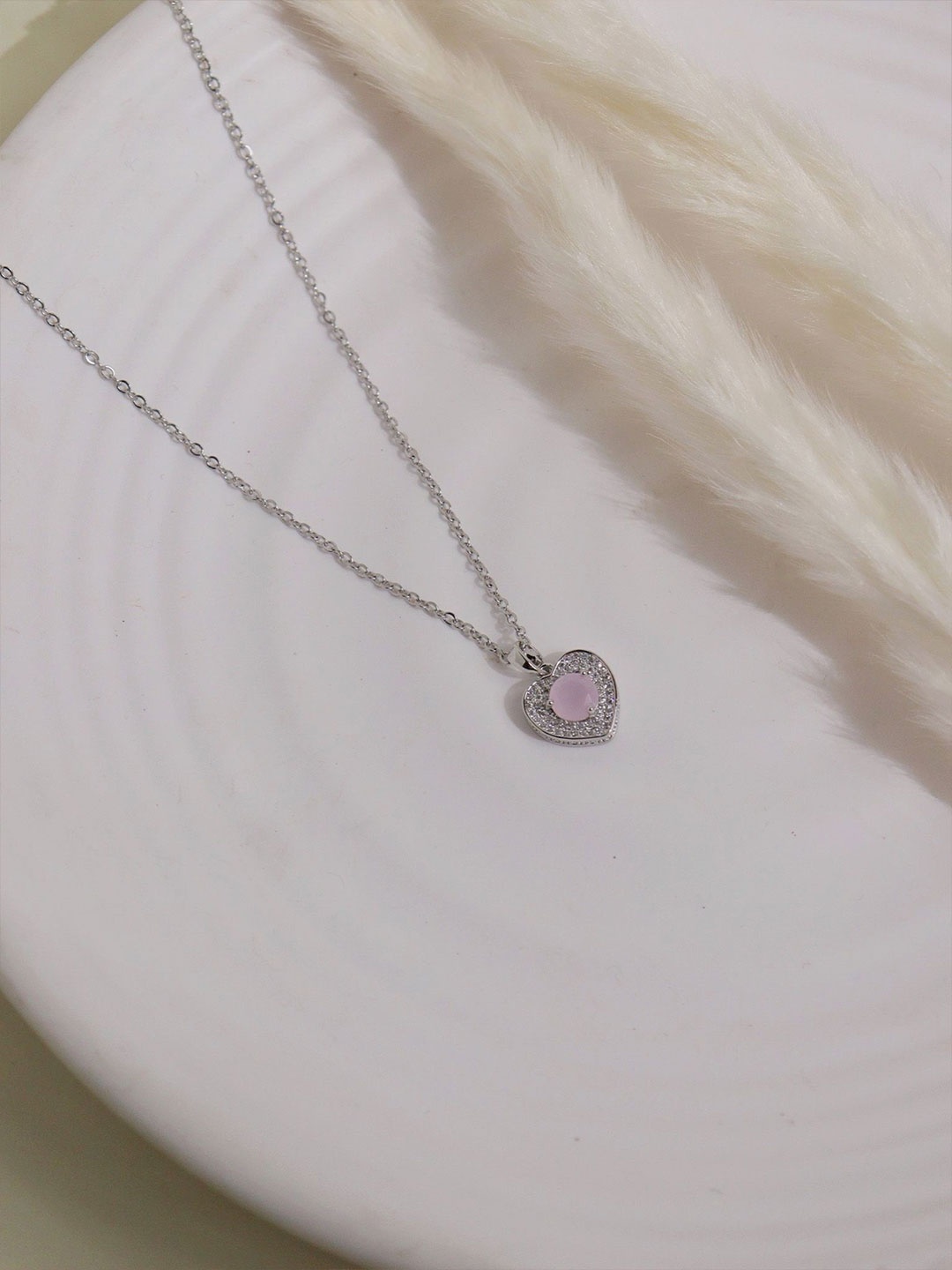 

Laviscart Stainless Steel Rhodium-Plated Heart Shaped Pendant With Chain, Silver