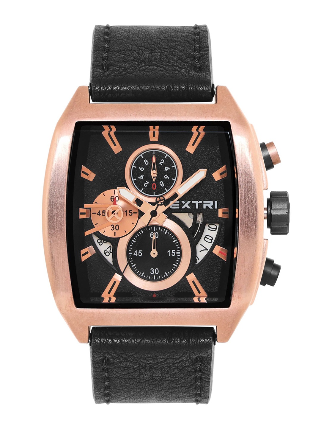 

EXTRI Men Dial & Leather Textured Straps Analogue Watch X6075-E, Black