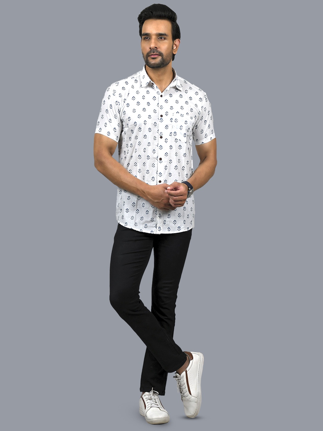 

Moda Rapido Men Comfort Opaque Printed Casual Shirt, White