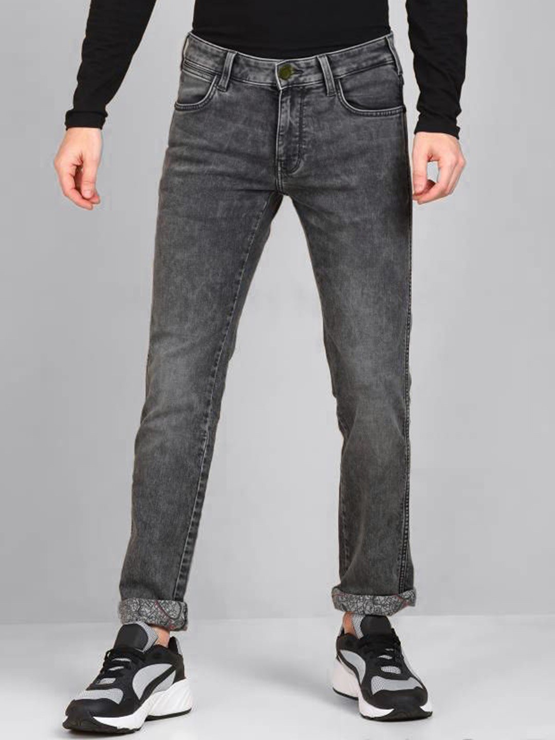 

fineblu Men Slim Fit Light Fade Stretchable Jeans, Grey