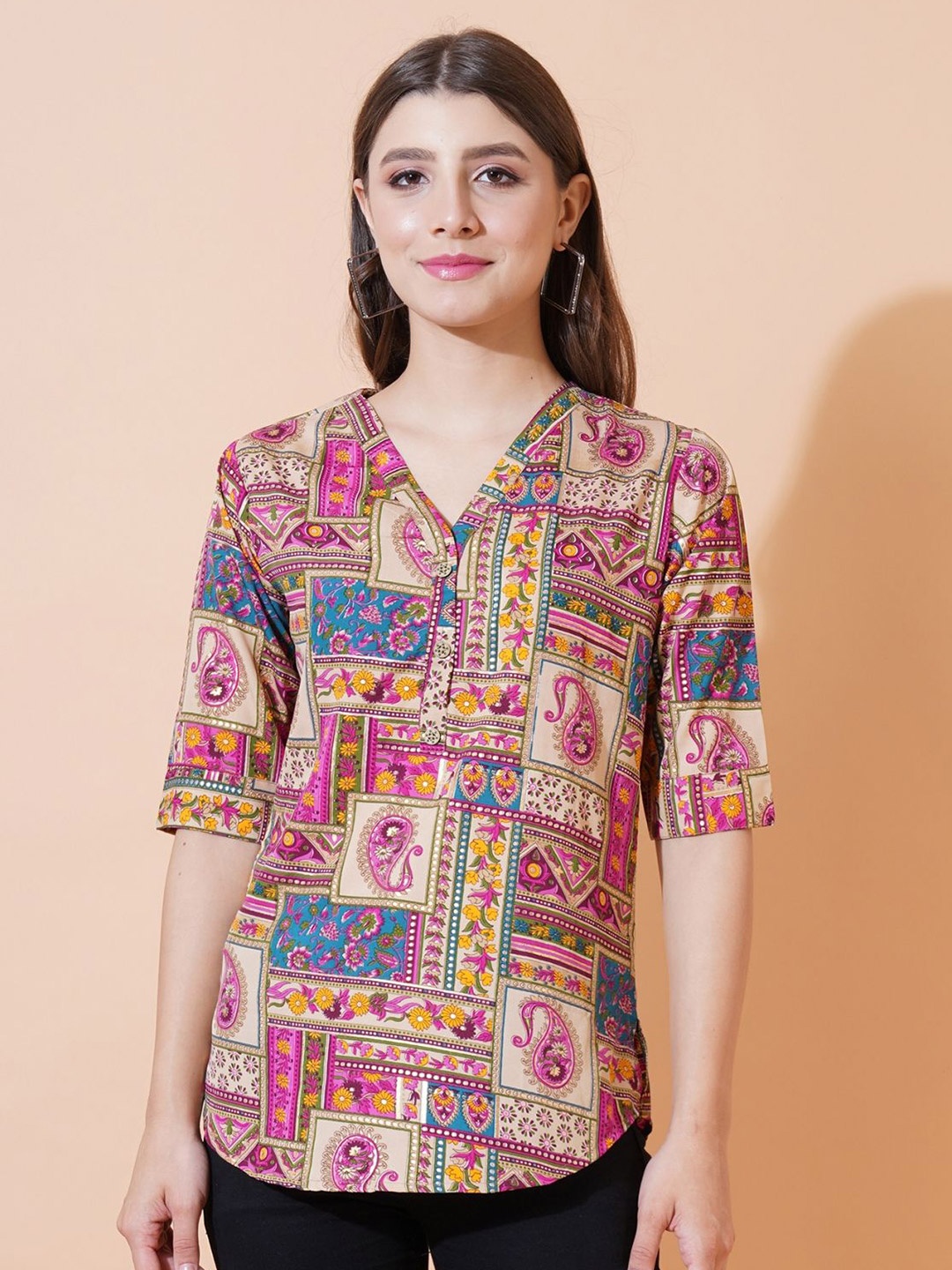 

GUDWEARS Print Top, Pink