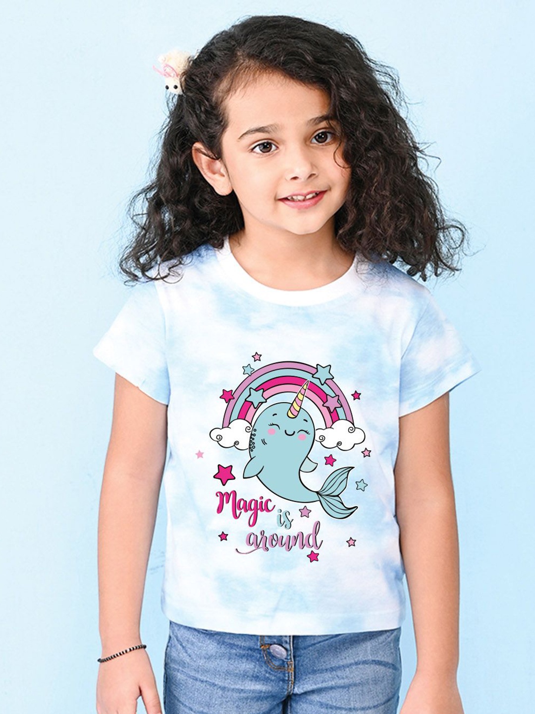 

NUSYL Girls Printed T-shirt, Blue