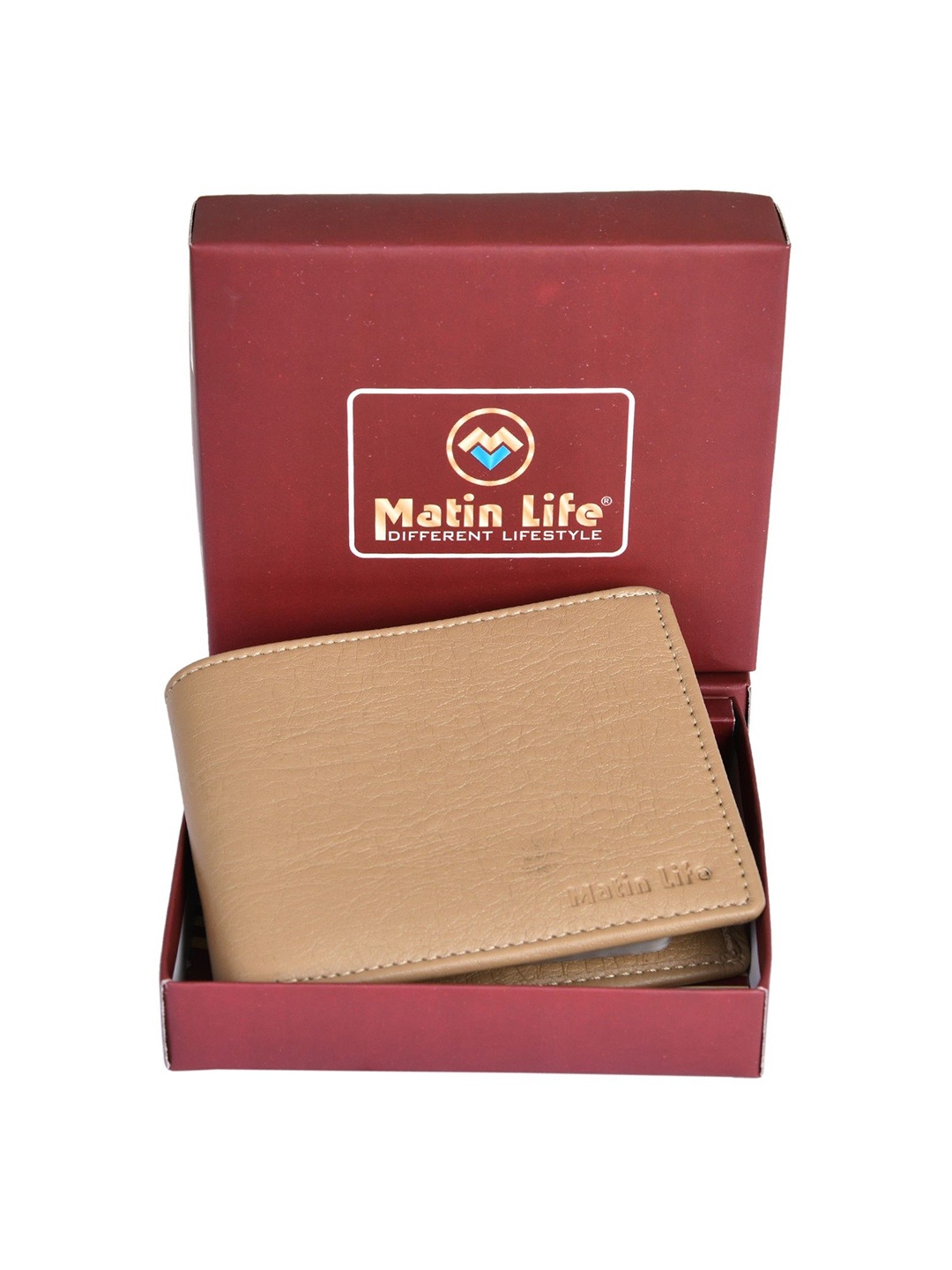 

MATIN LIFE Men Textured Two Fold Wallet, Beige