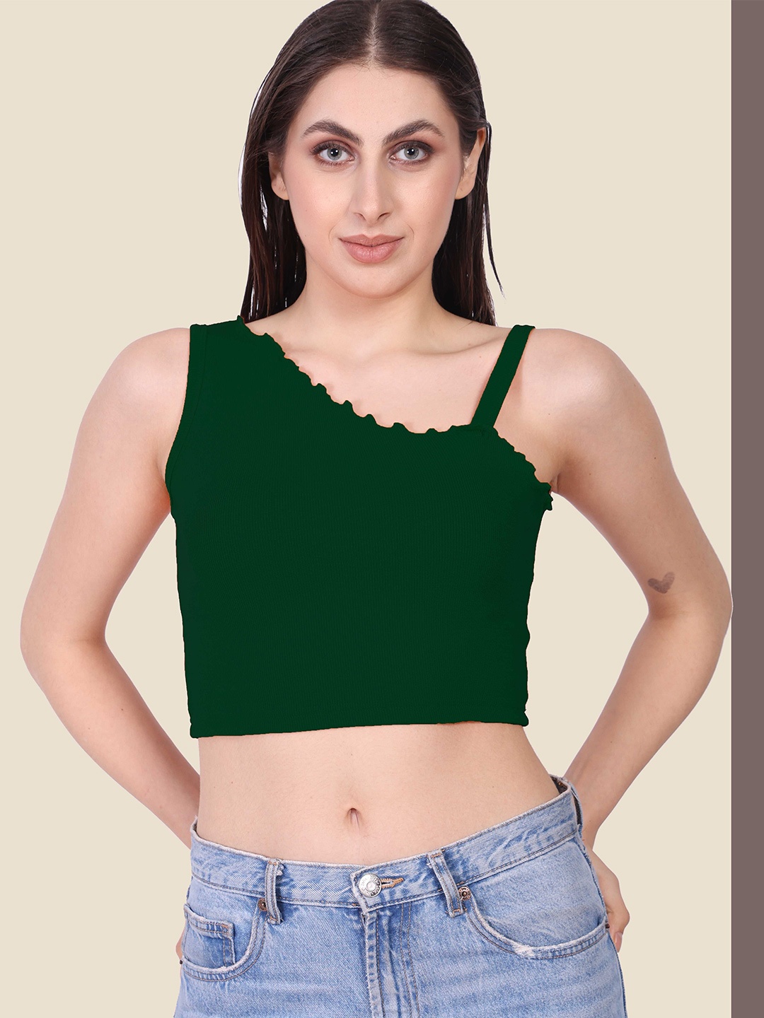 

Mast & Harbour Cotton Crop Top, Green