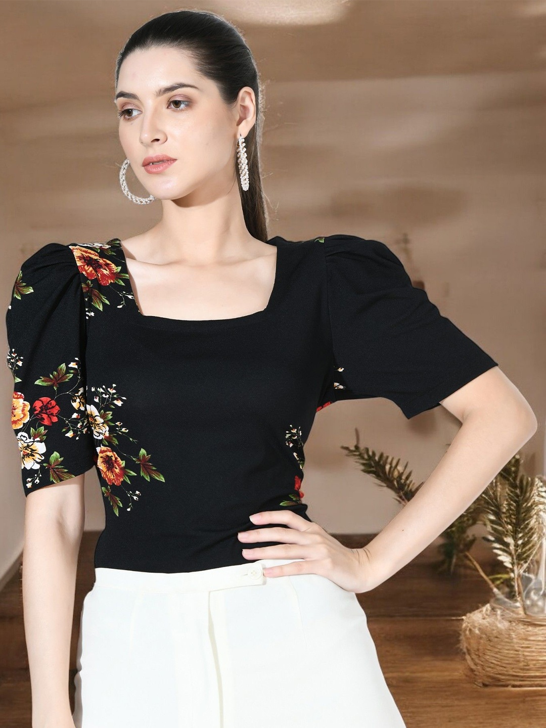 

IUGA Print Puff Sleeve Top, Multi
