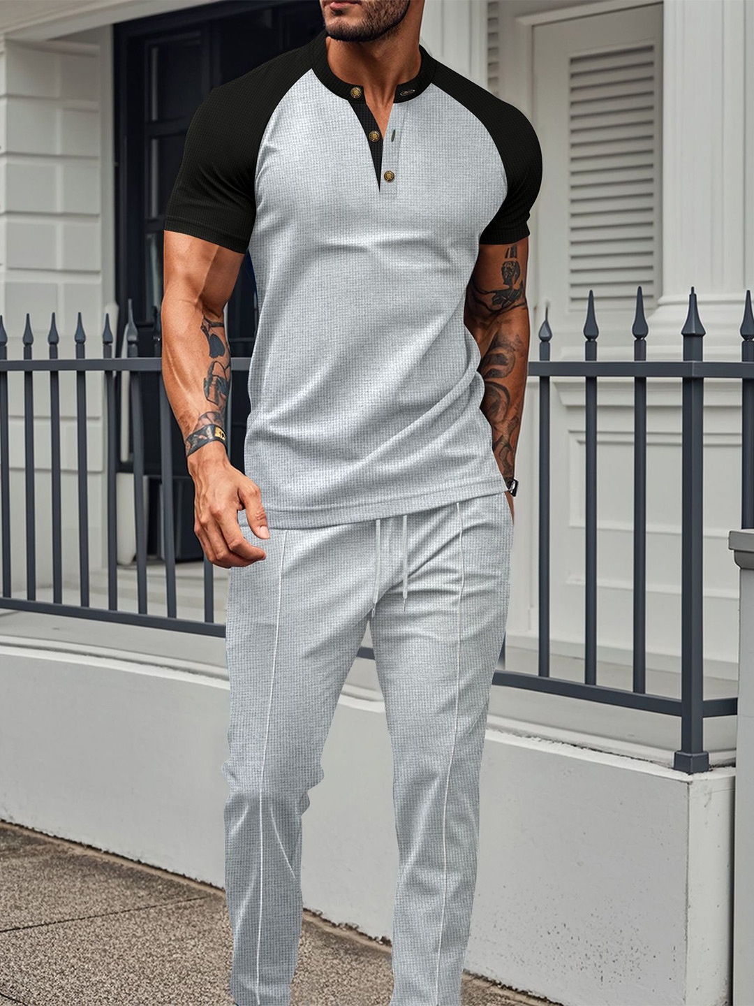 

StyleCast x Revolte T-Shirt And Trousers Co-Ords, Grey