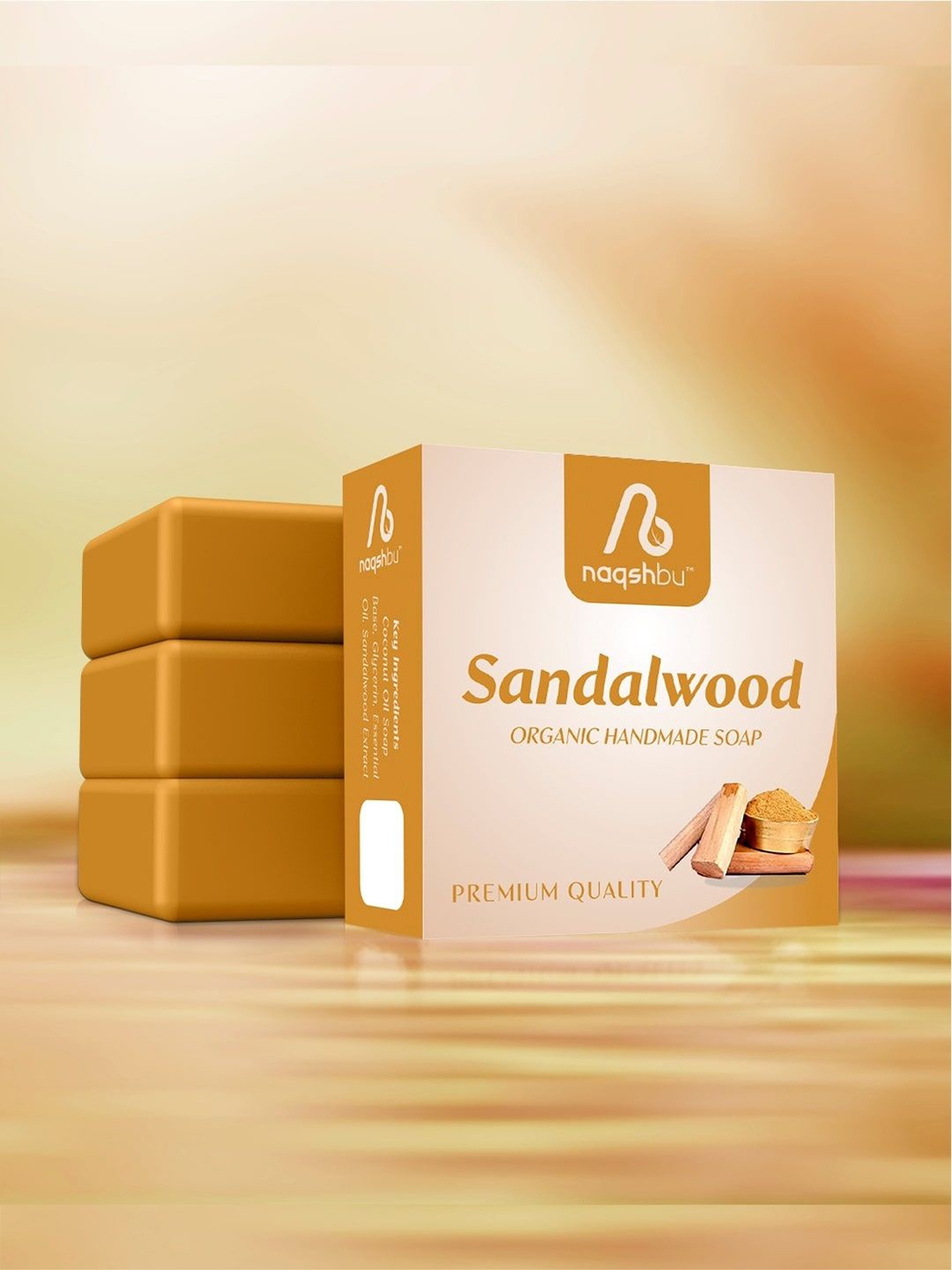 

Naqshbu Sandalwood Premium Quality Organic Soap For Anti-Ageing- 100 g, Brown