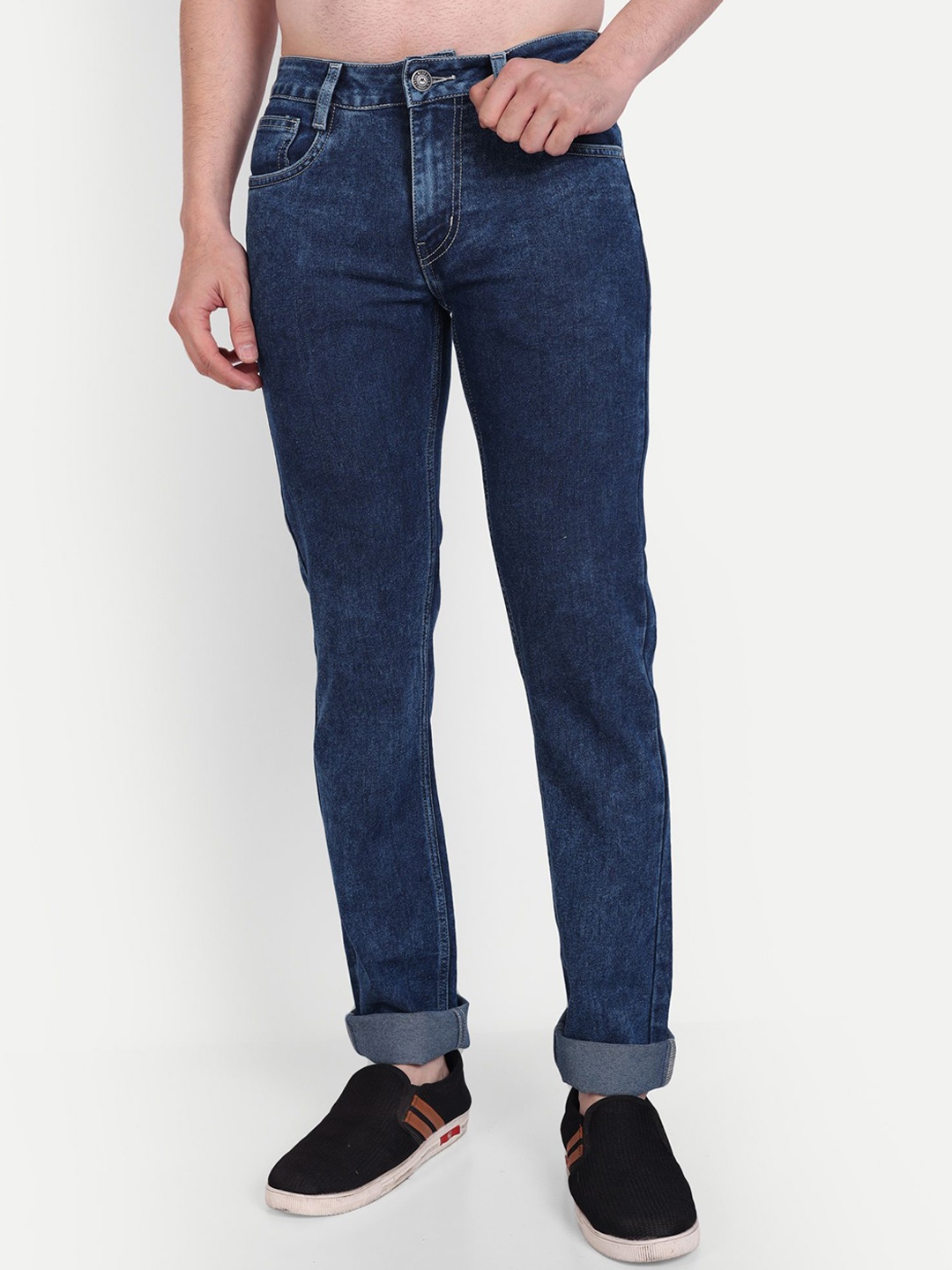 

MEGHZ Men Micheal Slim Fit Light Fade Stretchable Jeans, Blue