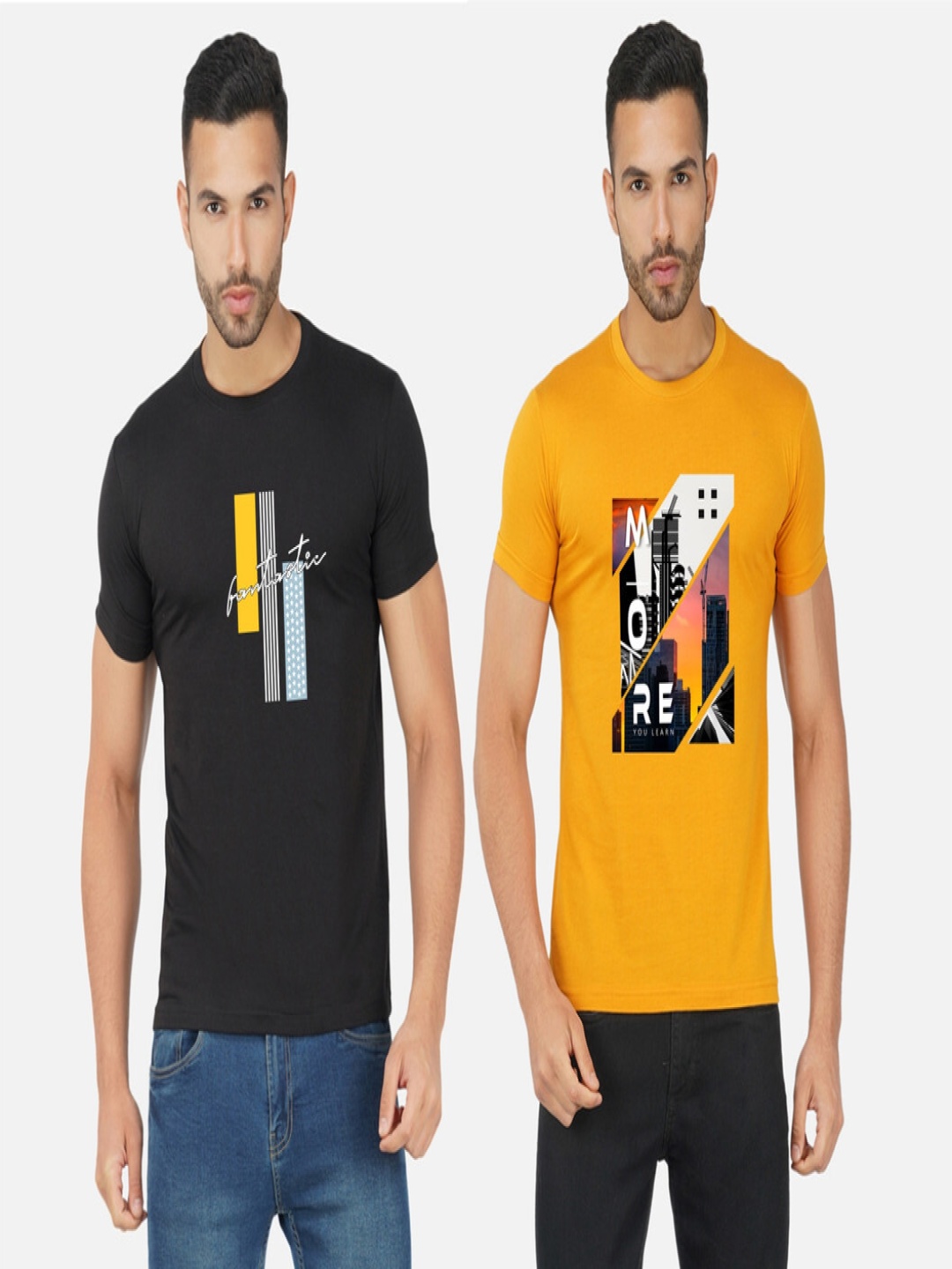 

GLOBAL NOMAD Men 2 Printed Bio Finish Pockets T-shirt, Black