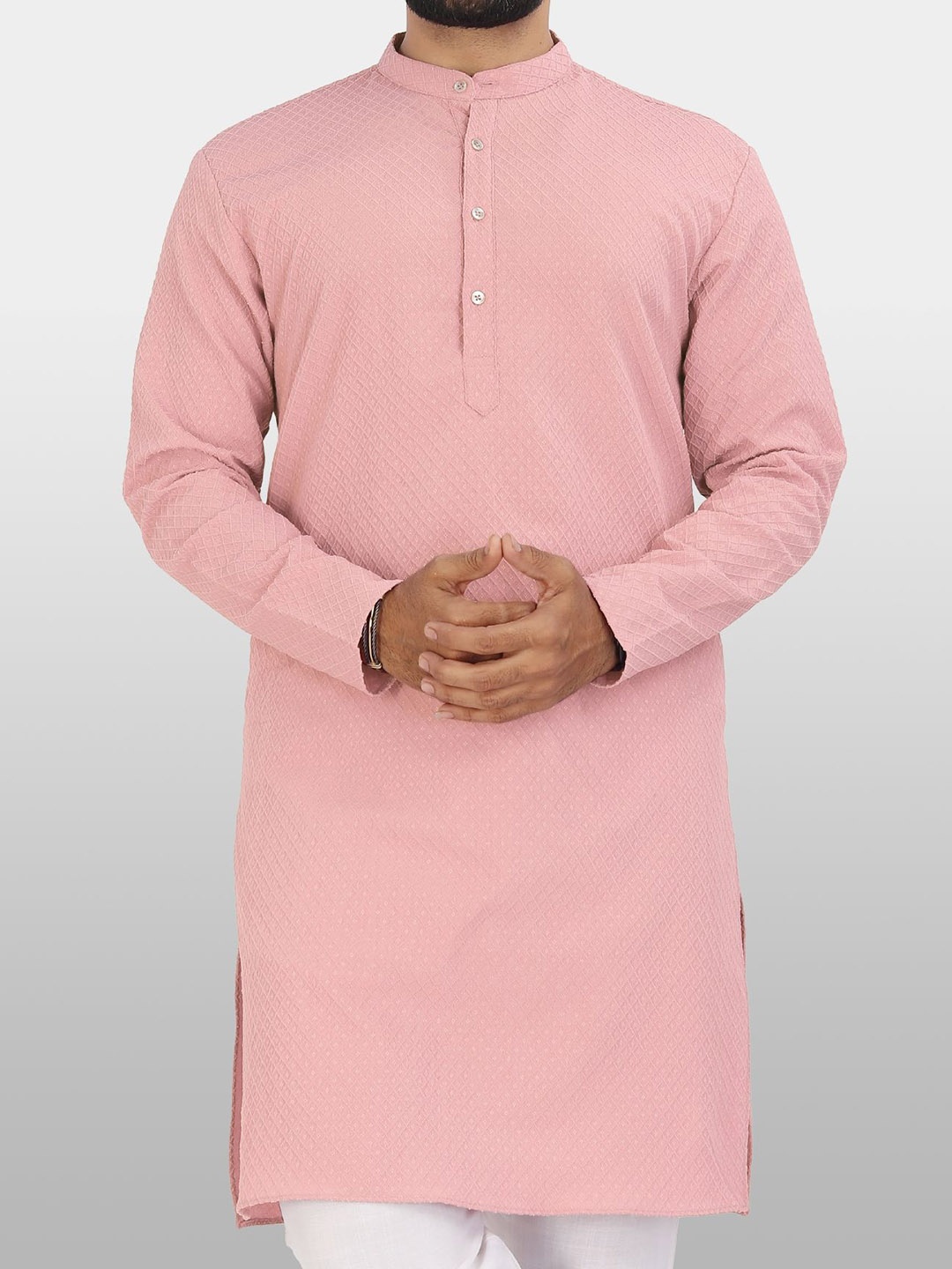 

VeBNoR Men Dobby Kurta, Pink