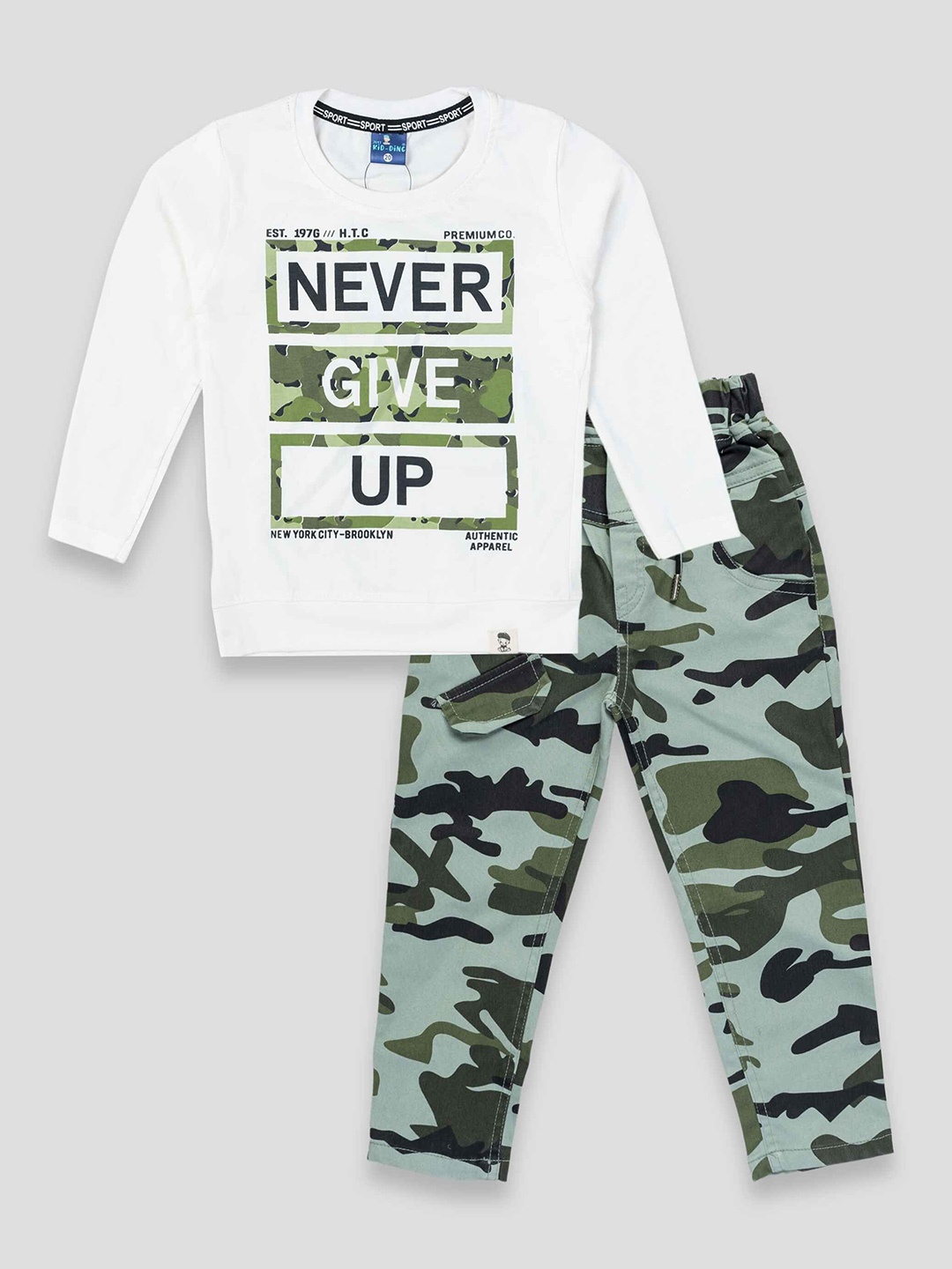 

YK X JUST KiDDiNG Boys Printed T-shirt with Trousers, White