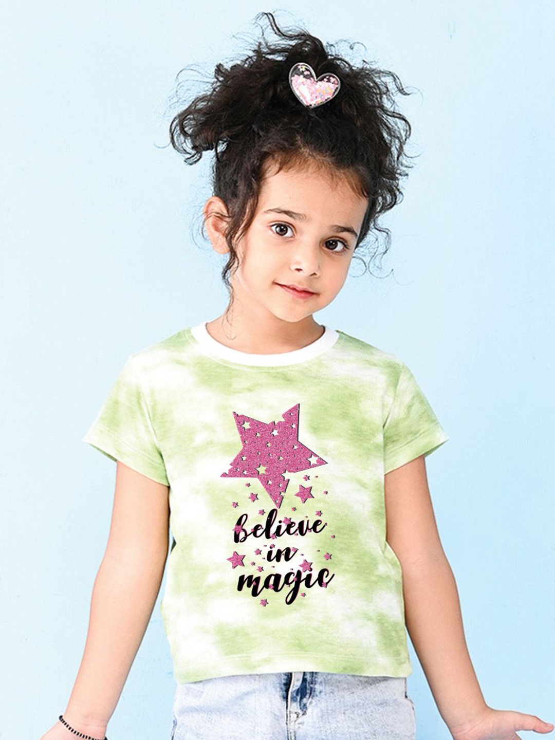 

NUSYL Girls Printed T-shirt, Green