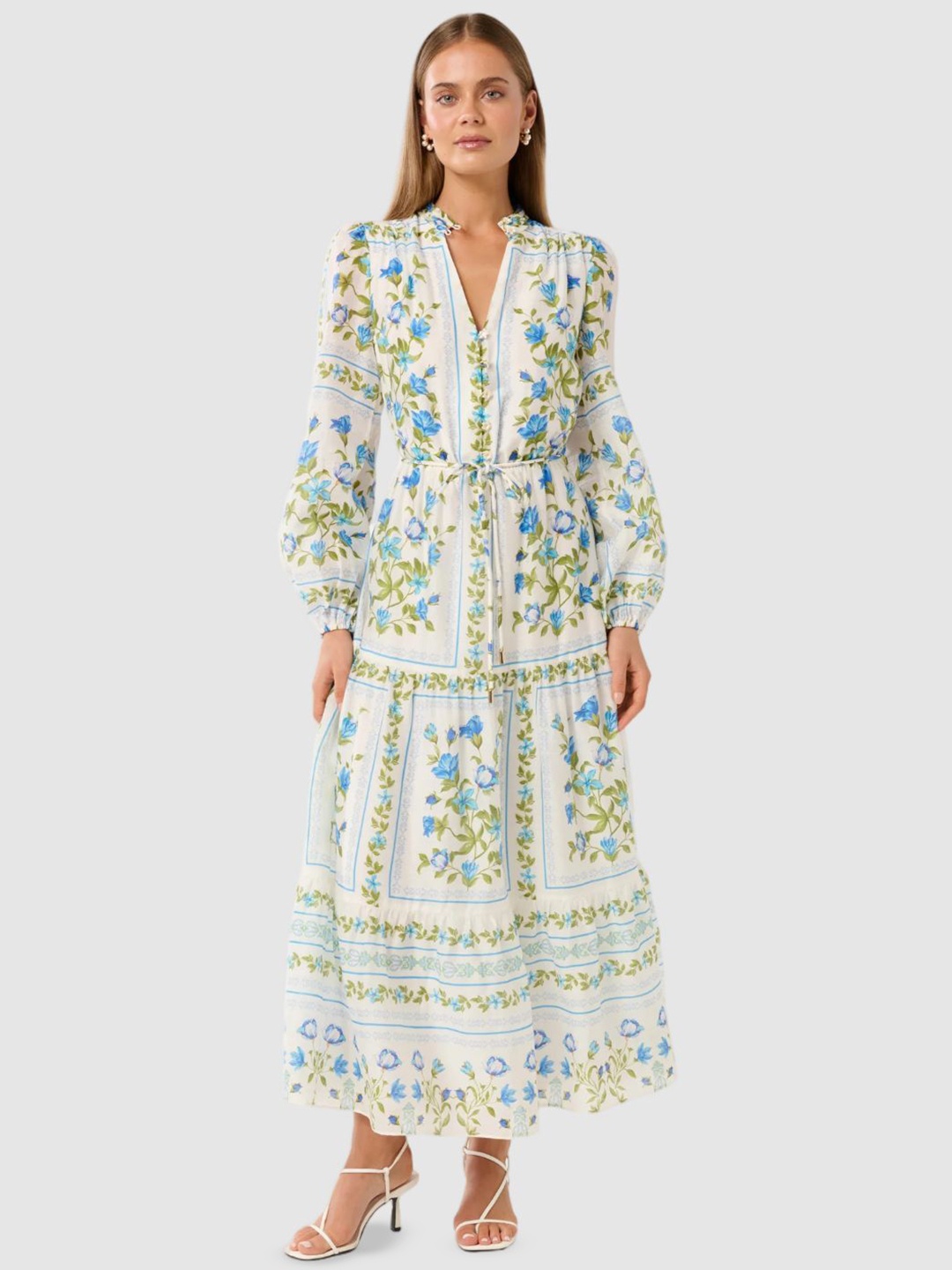 

Forever New Floral Print Bishop Sleeve Fit & Flare Midi Dress, Multi