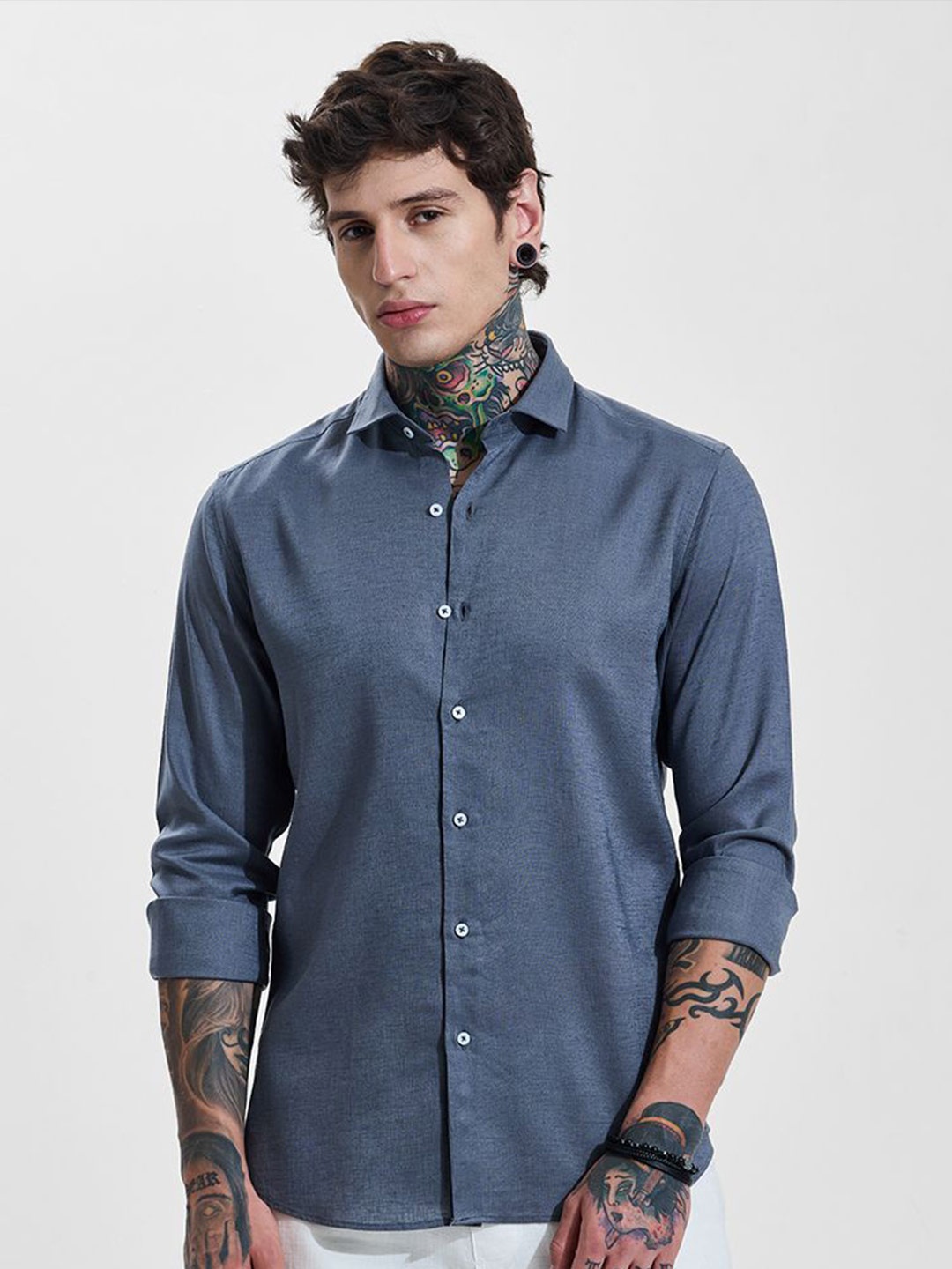 

Snitch Men Slim Fit Opaque Casual Shirt, Blue