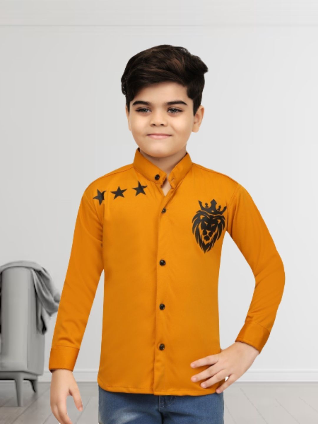 

BAESD Boys Classic Opaque Printed Casual Shirt, Gold