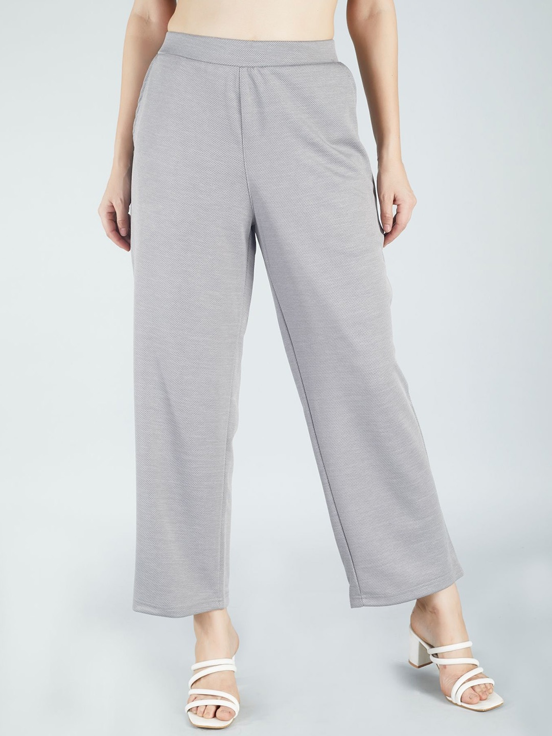 

HJ HASASI Women Relaxed Straight Leg Straight Fit Trousers, Grey