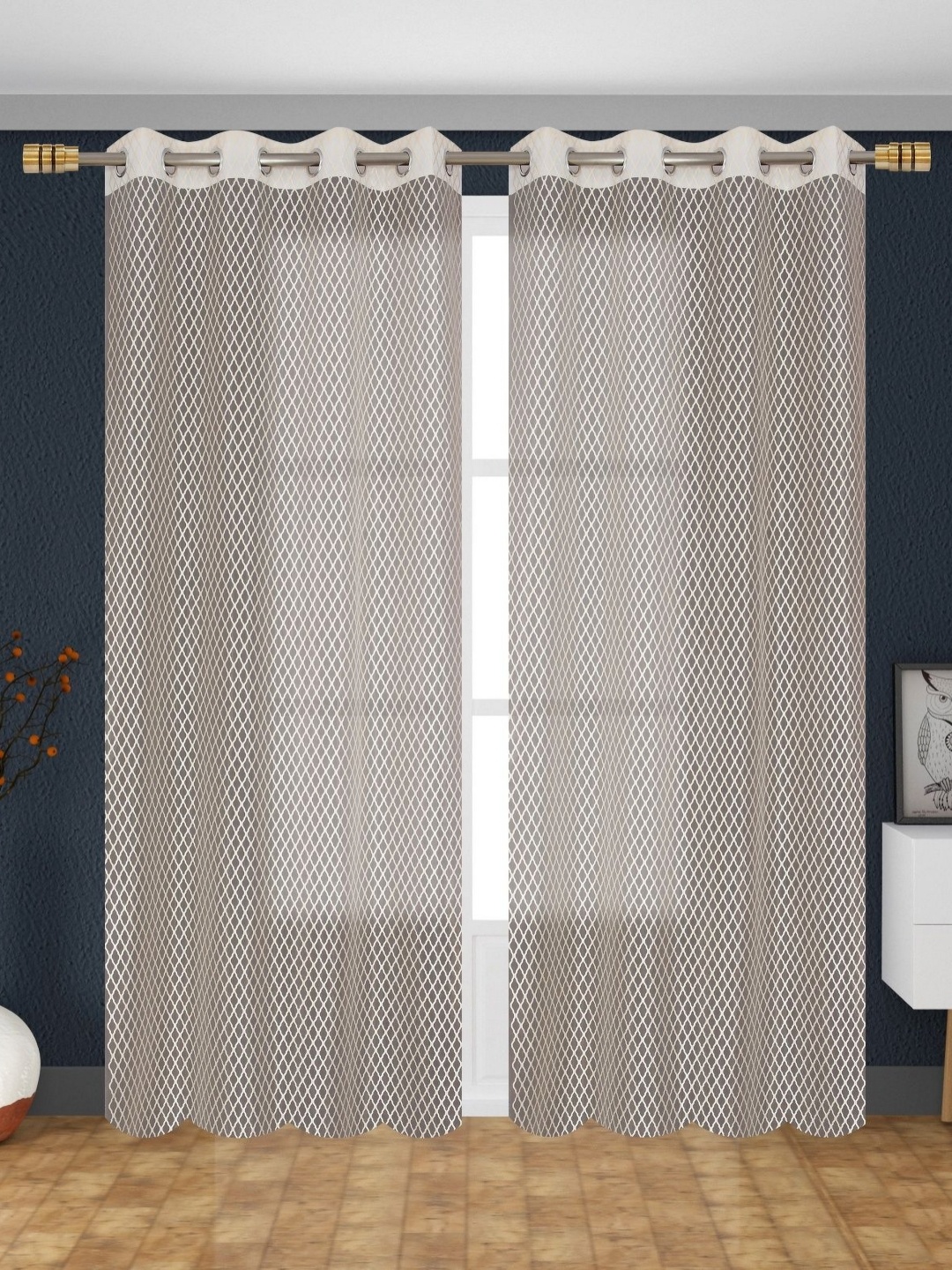 

Galaxy Home Decor Cream-Coloured Set of 2 Sheer Window Curtain