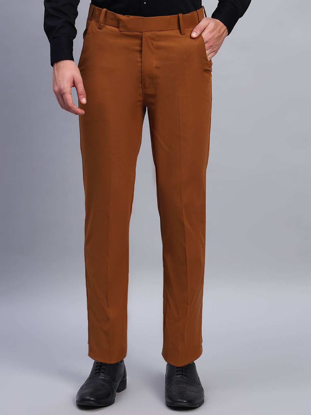 

AXNIS Men Ultra Slim Fit Trousers, Brown