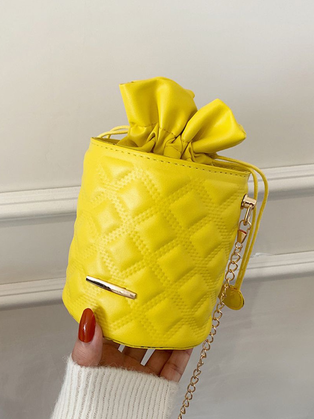 

DressBerry PU Bucket Shoulder Bag, Yellow