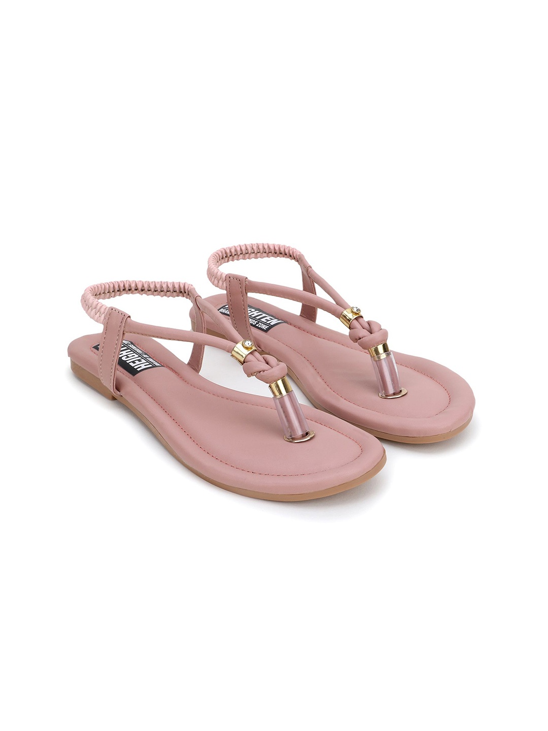 

HEIGHTEN Women Open Toe T-Strap Flats, Pink